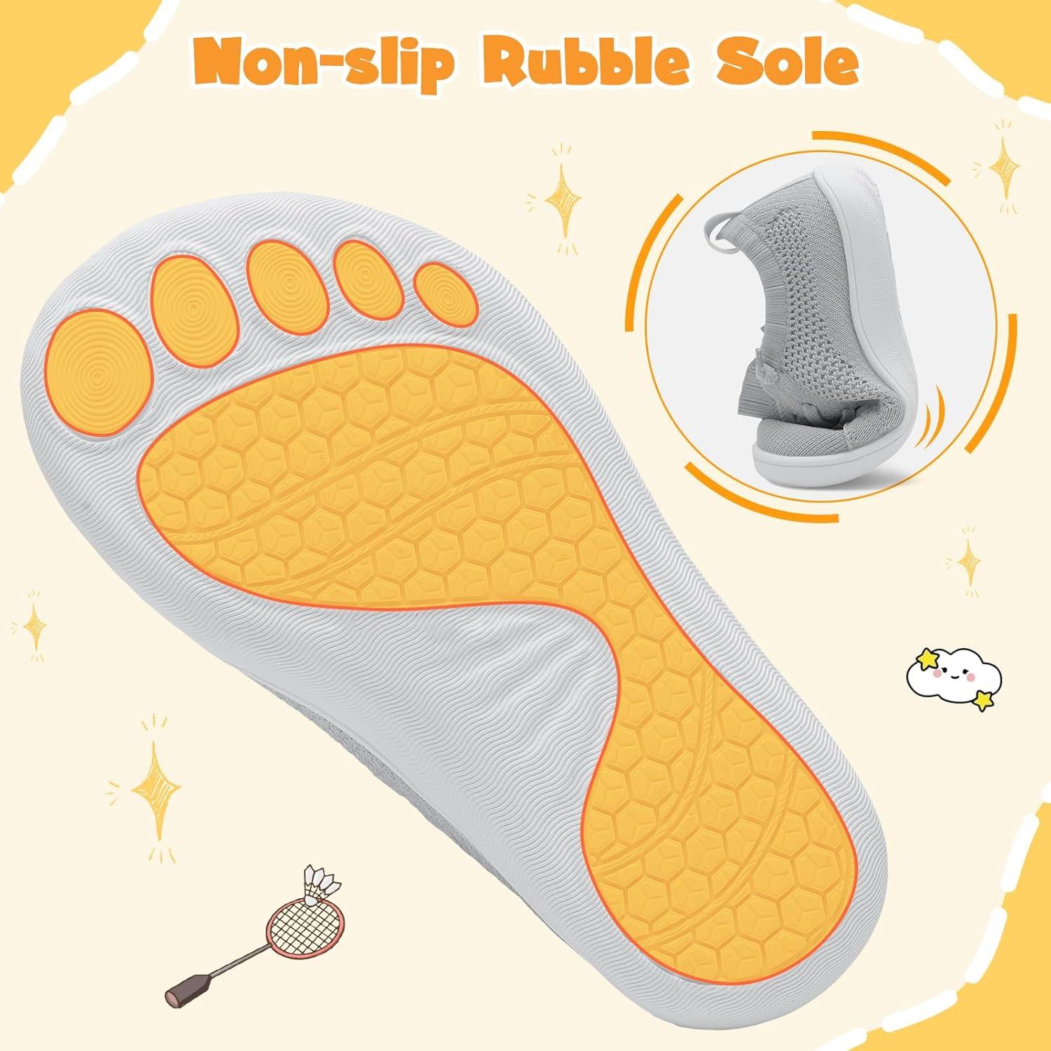 imageLeIsfIt Toddler Shoes Girls Boys Wide Shoes Kids Zero Drop Minimalist Sneakers Barefoot Slip on Tennis SneakersCgrey