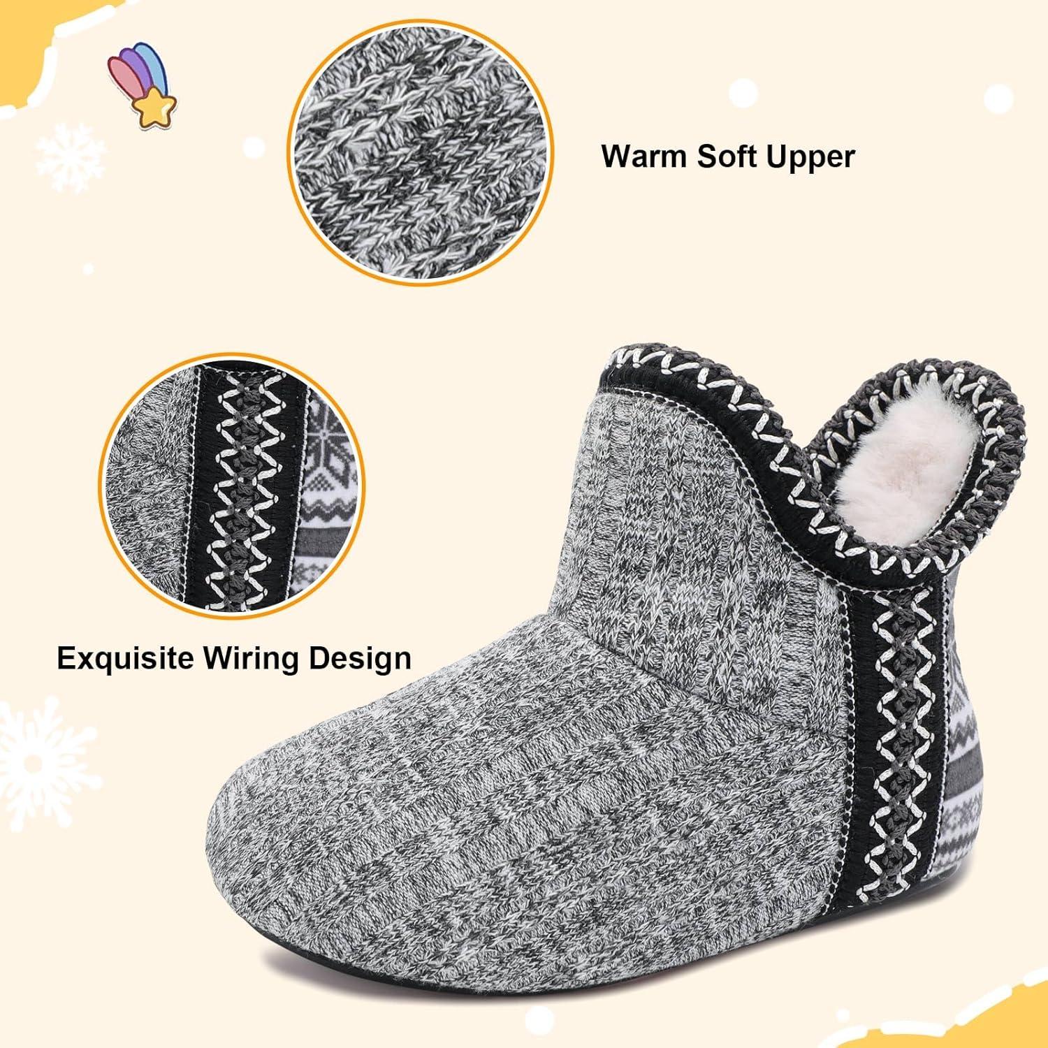 imageLeIsfIt Toddler Slippers Boys Girls Cozy Warm House Shoes Kids Nonslip Winter Slipper Booties Slip on Plush Lining Sock SlippersGrey