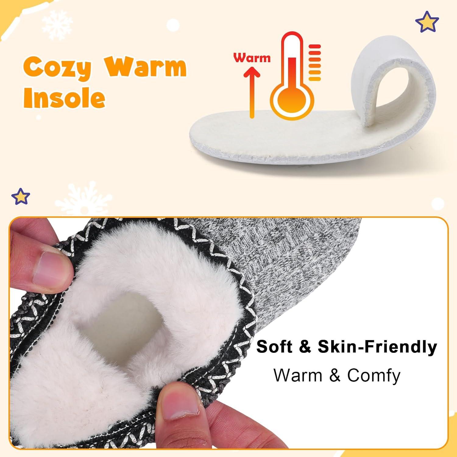 imageLeIsfIt Toddler Slippers Boys Girls Cozy Warm House Shoes Kids Nonslip Winter Slipper Booties Slip on Plush Lining Sock SlippersGrey