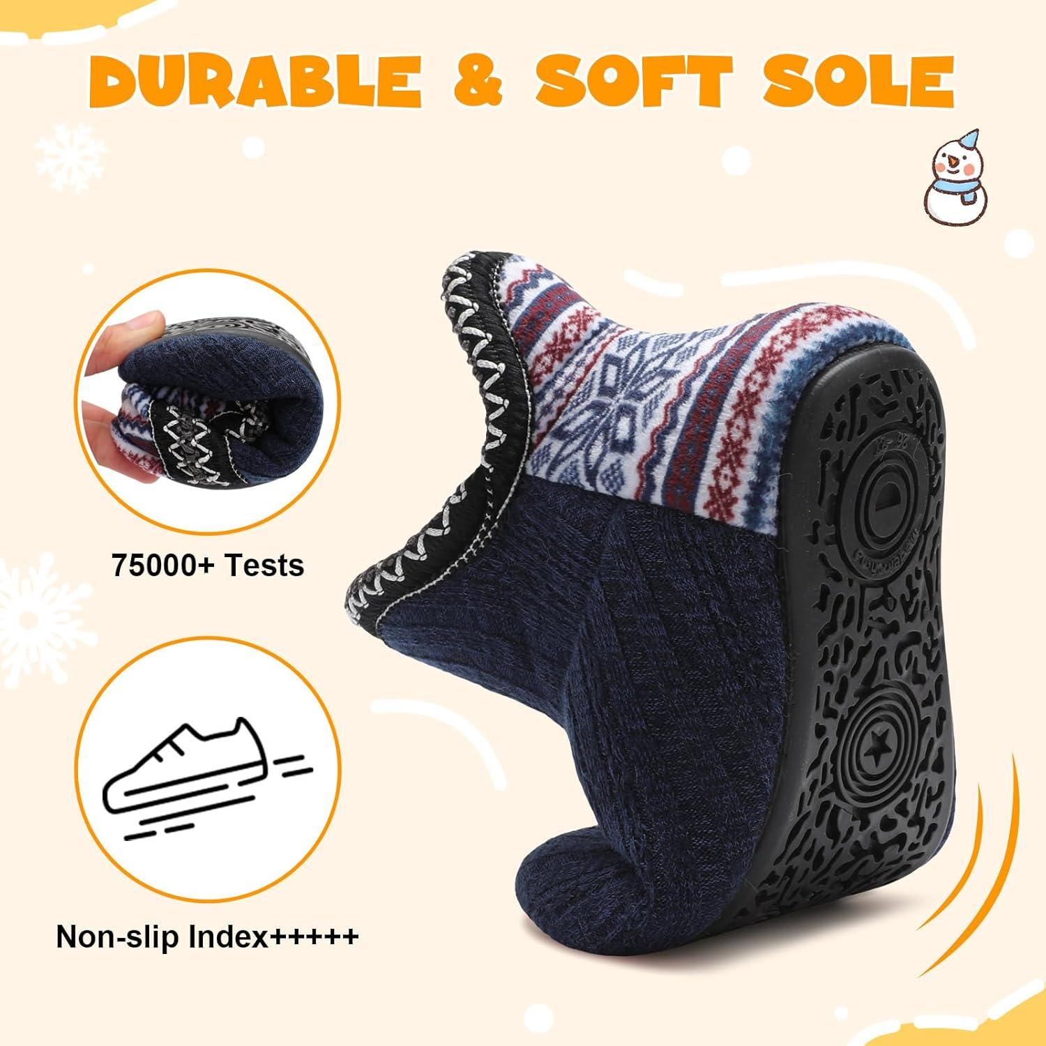 imageLeIsfIt Toddler Slippers Boys Girls Cozy Warm House Shoes Kids Nonslip Winter Slipper Booties Slip on Plush Lining Sock SlippersNavy