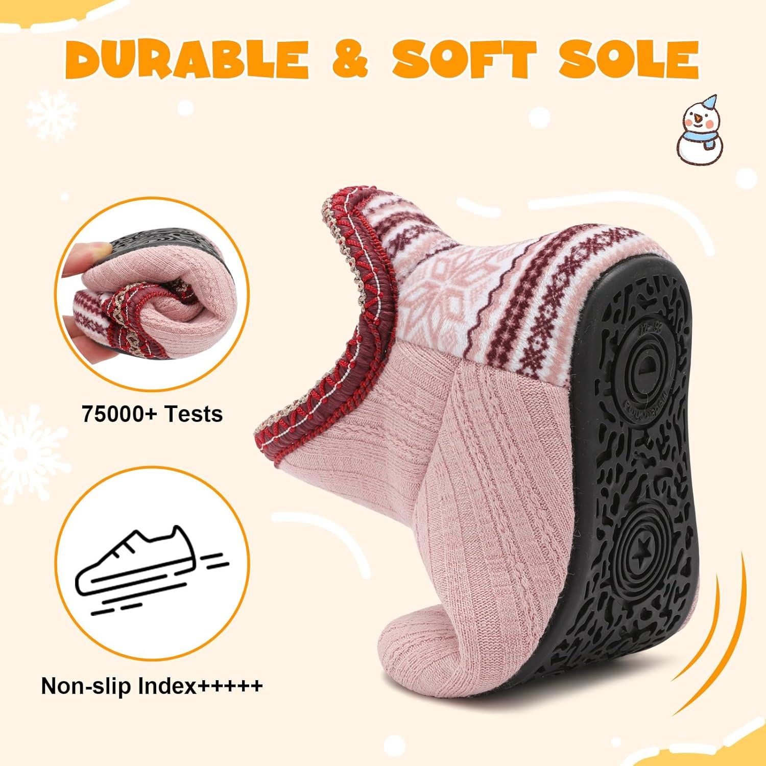 imageLeIsfIt Toddler Slippers Boys Girls Cozy Warm House Shoes Kids Nonslip Winter Slipper Booties Slip on Plush Lining Sock SlippersPink