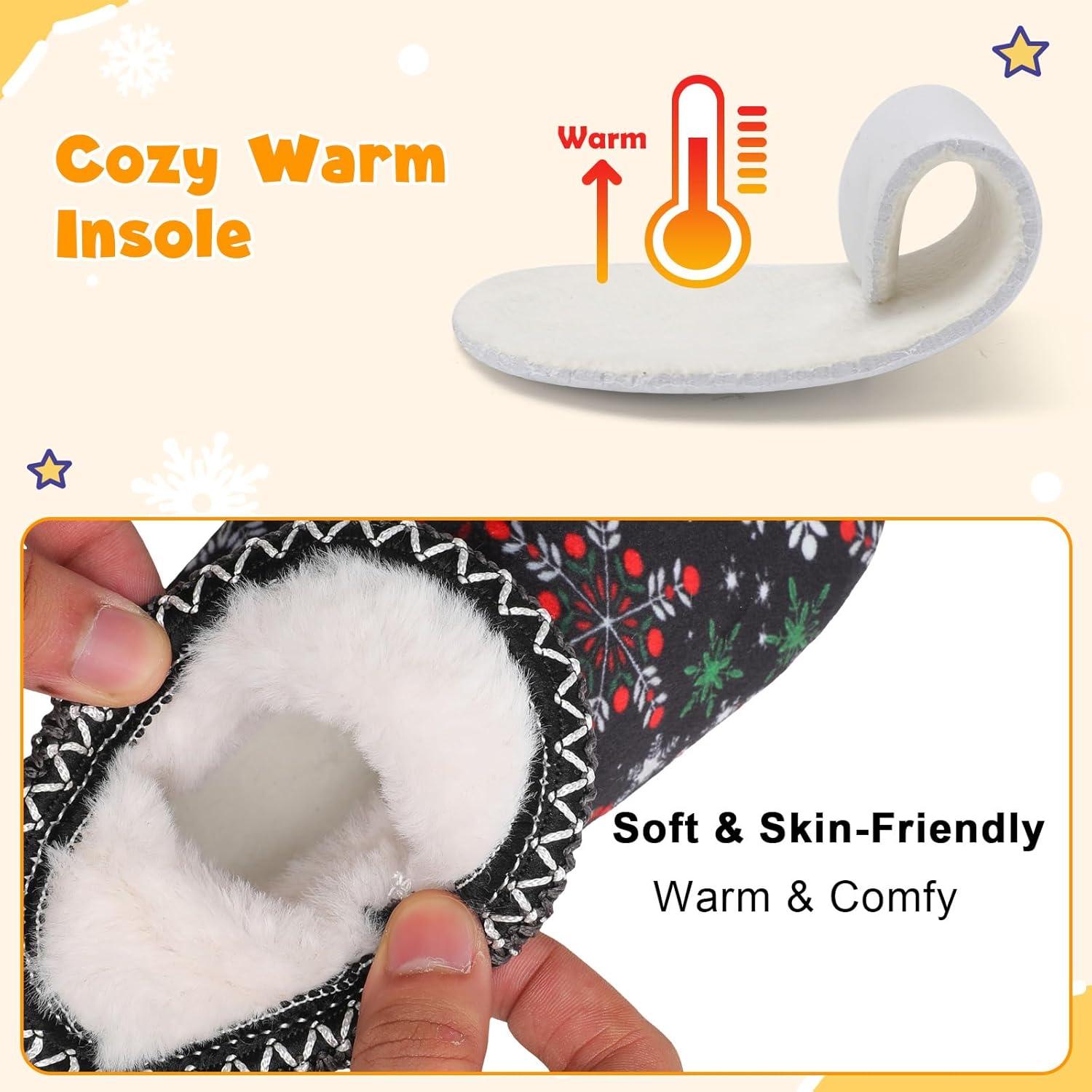 imageLeIsfIt Toddler Slippers Boys Girls Cozy Warm House Shoes Kids Nonslip Winter Slipper Booties Slip on Plush Lining Sock SlippersSnowflake