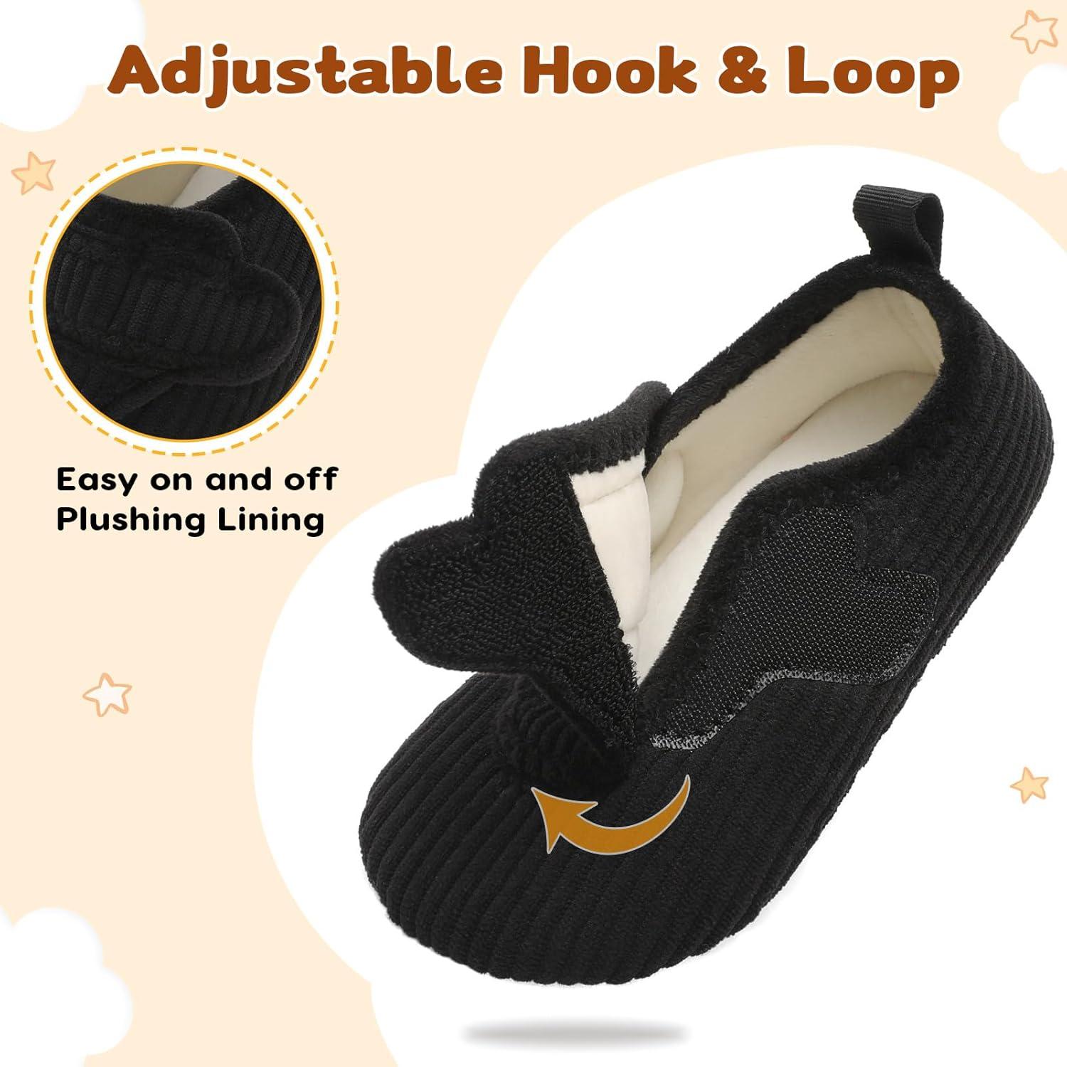 imageLeIsfIt Toddler Slippers Boys Girls House Shoes Soft Warm Kids House Slippers Slip on Cozy Bedroom Sock Shoes Nonslip Indoor Outdoor Slipper ShoeBlack