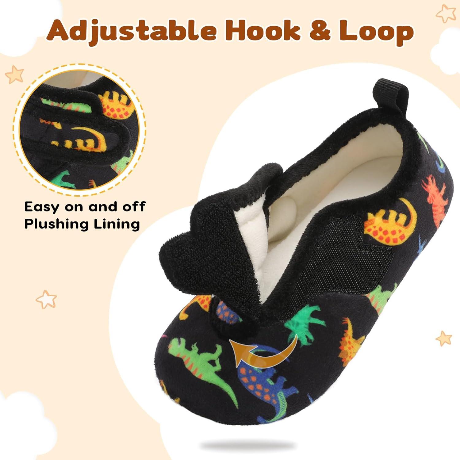 imageLeIsfIt Toddler Slippers Boys Girls House Shoes Soft Warm Kids House Slippers Slip on Cozy Bedroom Sock Shoes Nonslip Indoor Outdoor Slipper ShoeBlackdinosaur