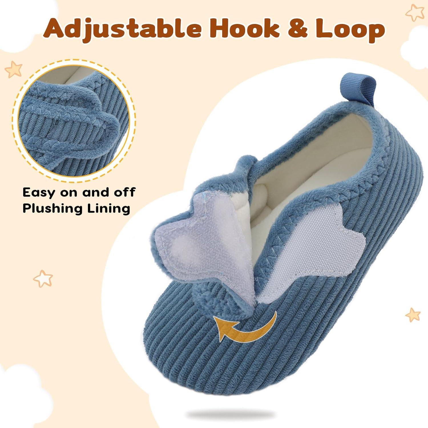 imageLeIsfIt Toddler Slippers Boys Girls House Shoes Soft Warm Kids House Slippers Slip on Cozy Bedroom Sock Shoes Nonslip Indoor Outdoor Slipper ShoeCyan