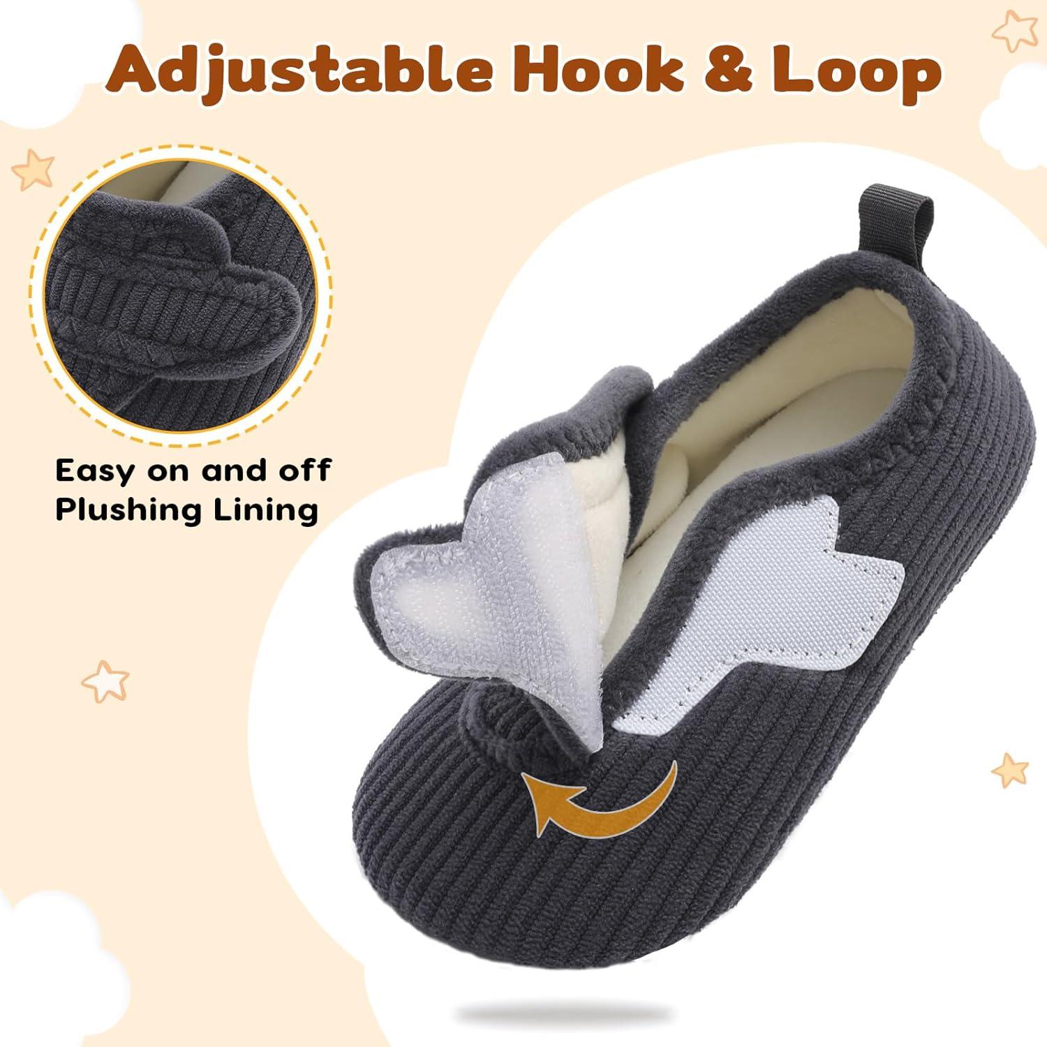 imageLeIsfIt Toddler Slippers Boys Girls House Shoes Soft Warm Kids House Slippers Slip on Cozy Bedroom Sock Shoes Nonslip Indoor Outdoor Slipper ShoeDarkgrey