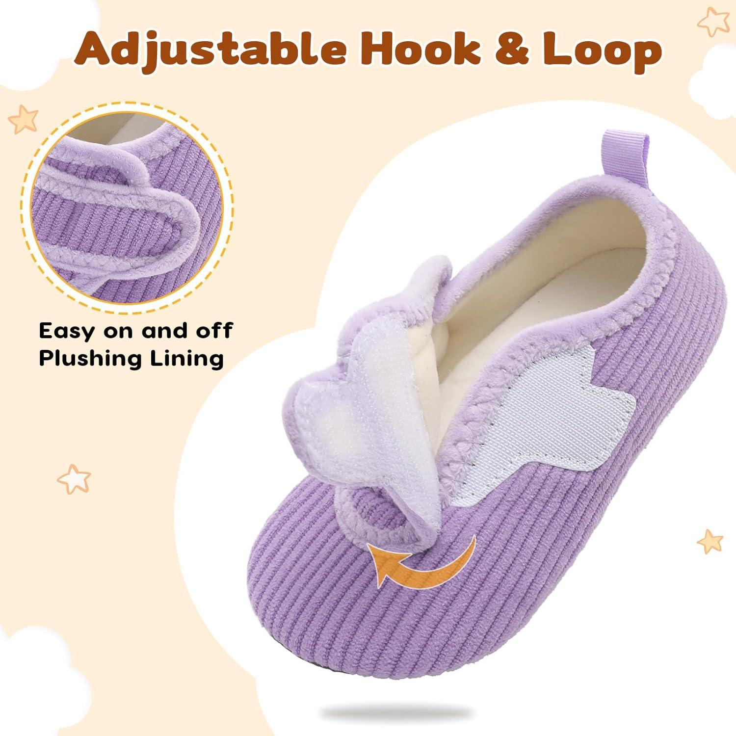 imageLeIsfIt Toddler Slippers Boys Girls House Shoes Soft Warm Kids House Slippers Slip on Cozy Bedroom Sock Shoes Nonslip Indoor Outdoor Slipper ShoePurple