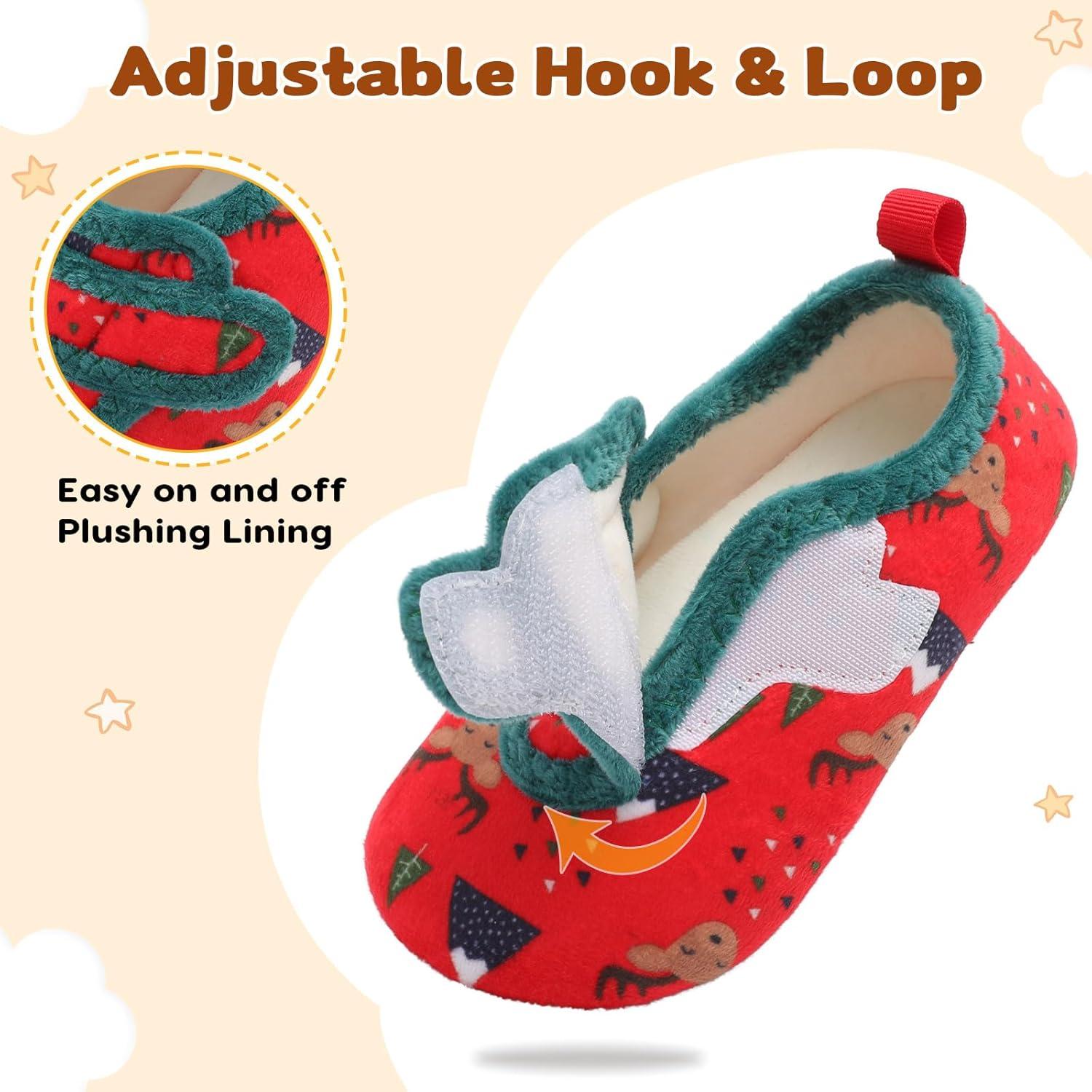 imageLeIsfIt Toddler Slippers Boys Girls House Shoes Soft Warm Kids House Slippers Slip on Cozy Bedroom Sock Shoes Nonslip Indoor Outdoor Slipper ShoeRed