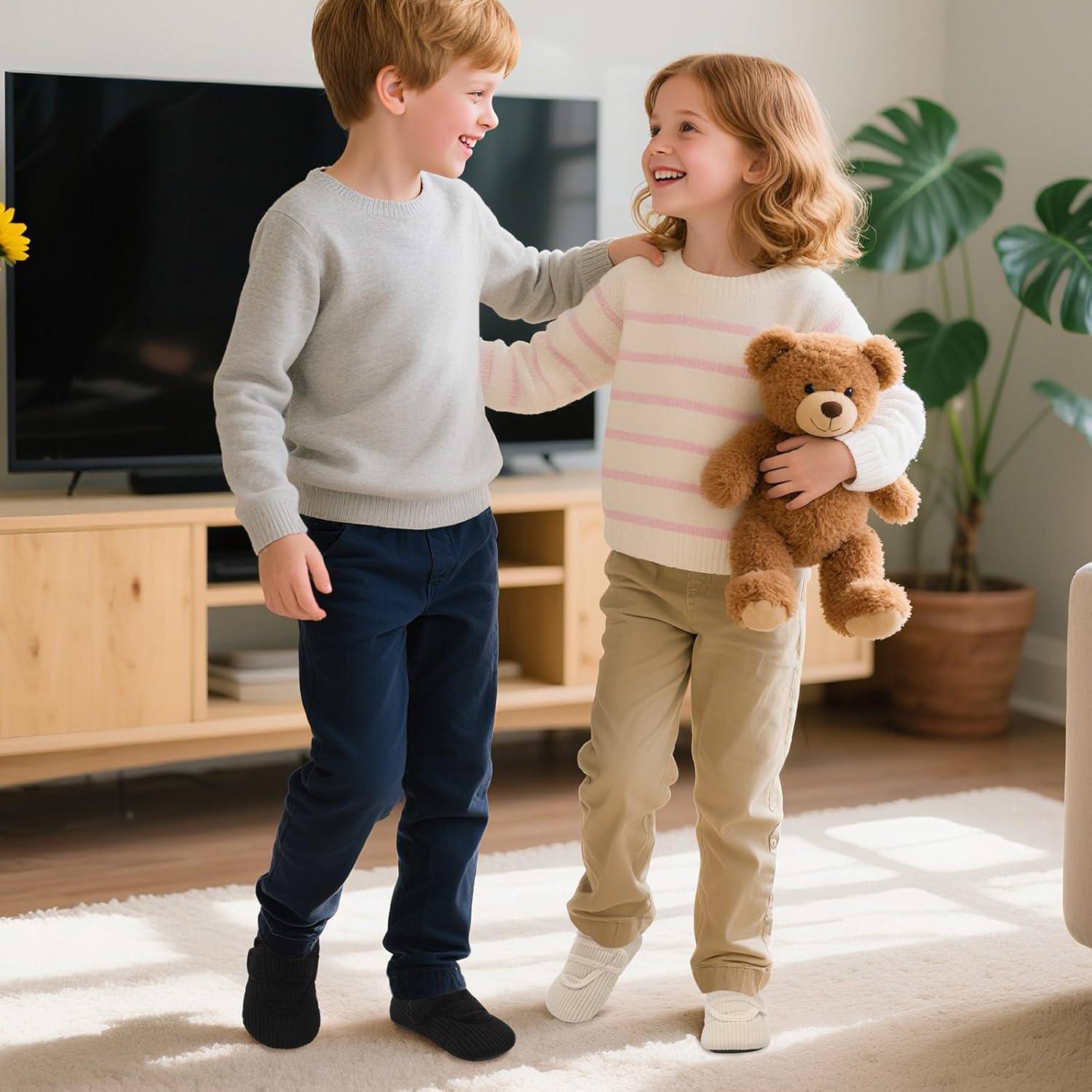 imageLeIsfIt Toddler Slippers Boys Girls House Shoes Soft Warm Kids House Slippers Slip on Cozy Bedroom Sock Shoes Nonslip Indoor Outdoor Slipper ShoeRed