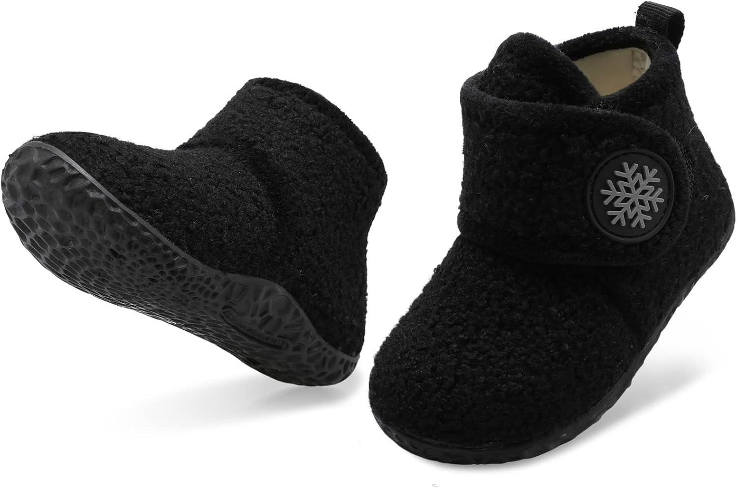 imageLeIsfIt Toddler Slippers Boys Girls House Slippers Kids Winter Boots Warm Lightweight House Shoes Nonslip Indoor Slipper ShoesAblack