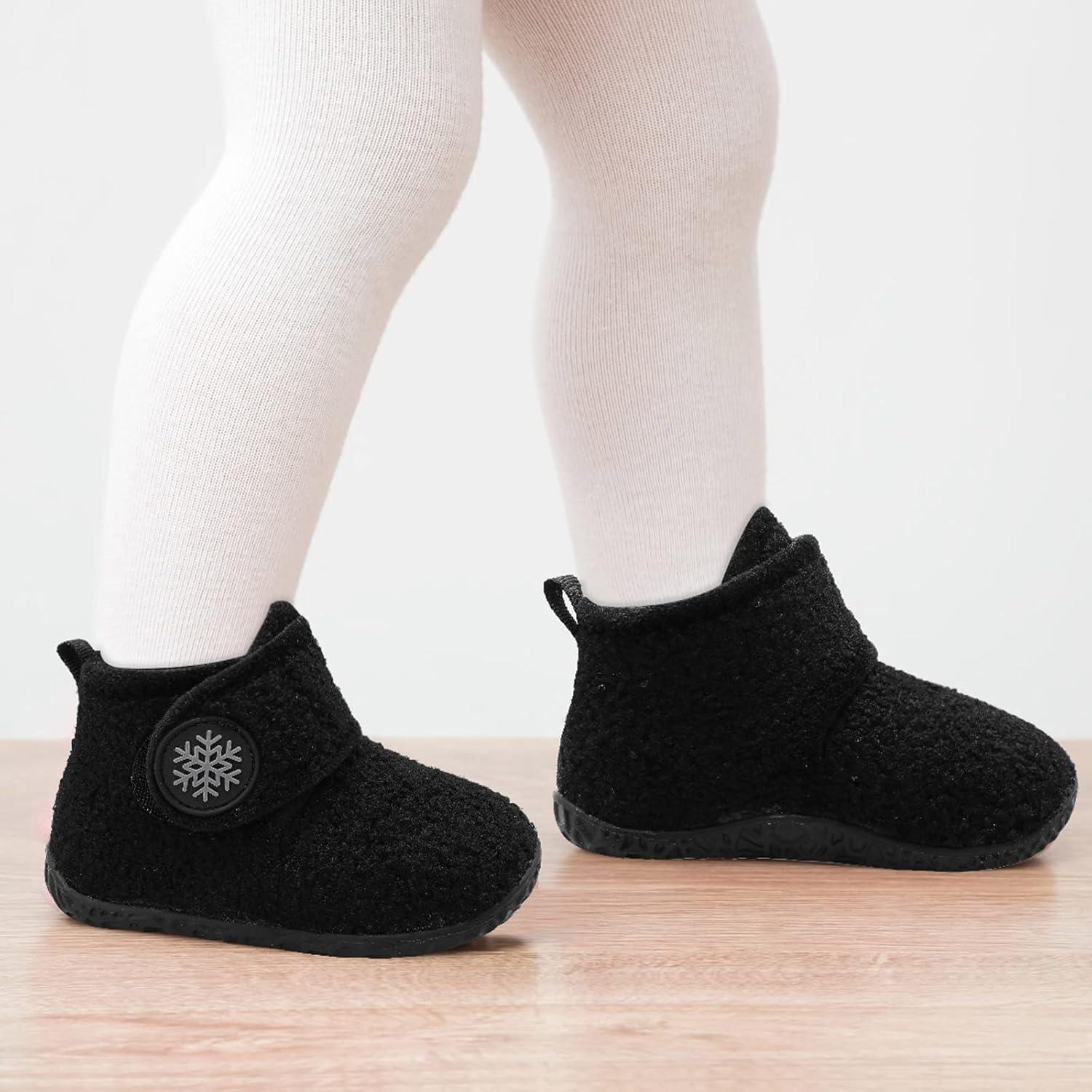 imageLeIsfIt Toddler Slippers Boys Girls House Slippers Kids Winter Boots Warm Lightweight House Shoes Nonslip Indoor Slipper ShoesAblack