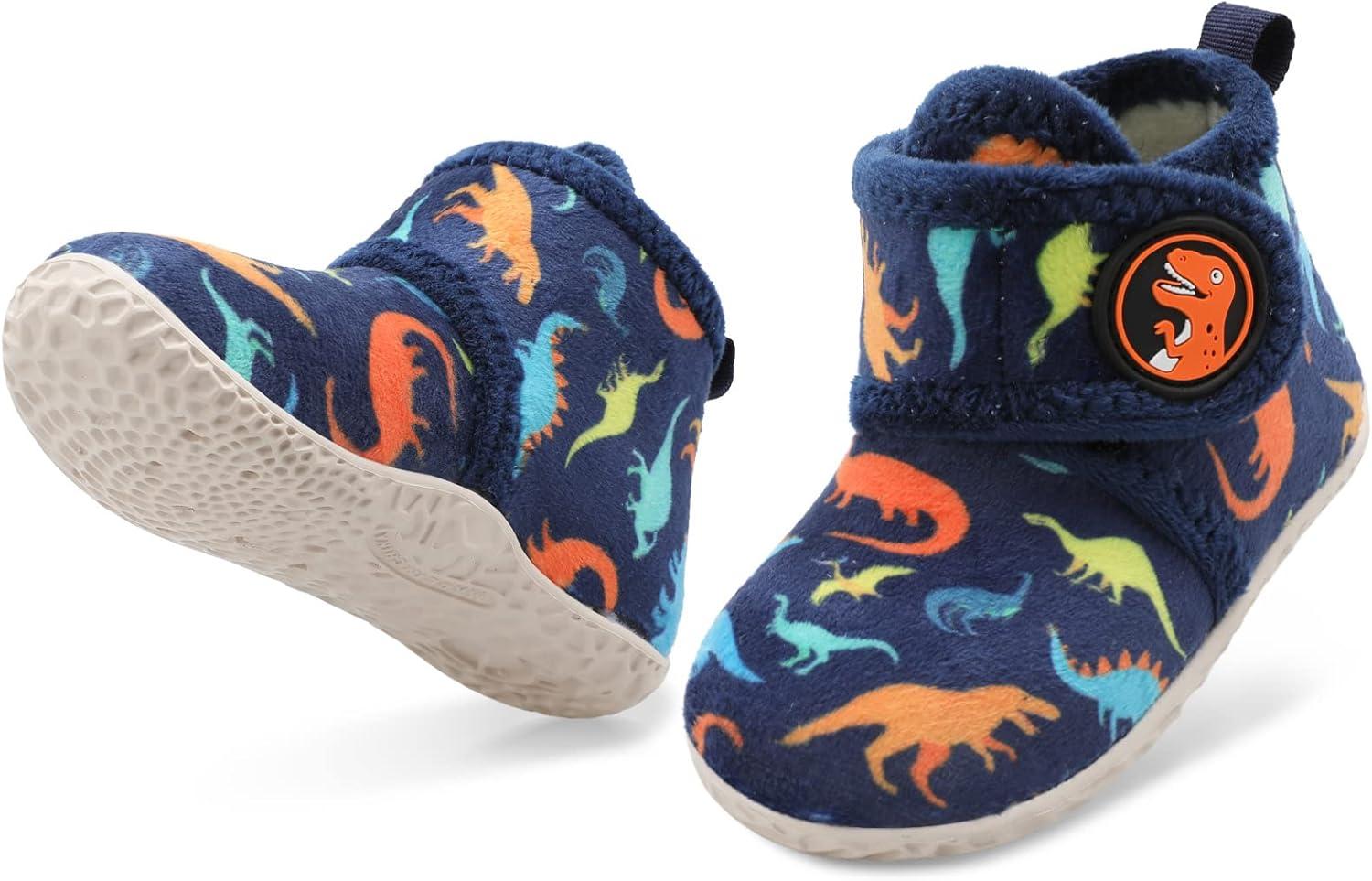 imageLeIsfIt Toddler Slippers Boys Girls House Slippers Kids Winter Boots Warm Lightweight House Shoes Nonslip Indoor Slipper ShoesAbluedinosaur