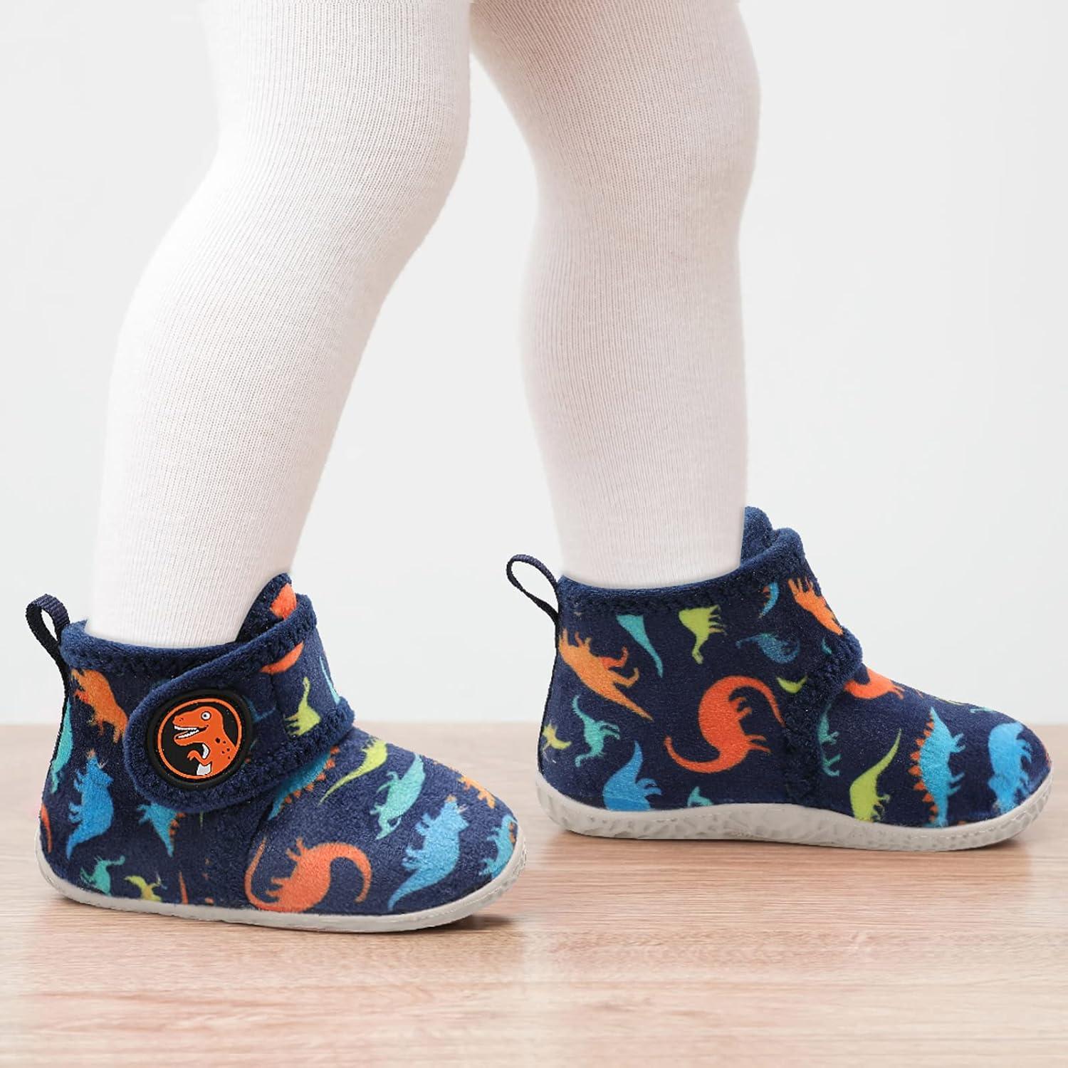 imageLeIsfIt Toddler Slippers Boys Girls House Slippers Kids Winter Boots Warm Lightweight House Shoes Nonslip Indoor Slipper ShoesAbluedinosaur