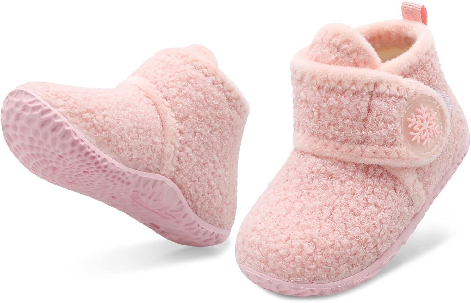 imageLeIsfIt Toddler Slippers Boys Girls House Slippers Kids Winter Boots Warm Lightweight House Shoes Nonslip Indoor Slipper ShoesApink