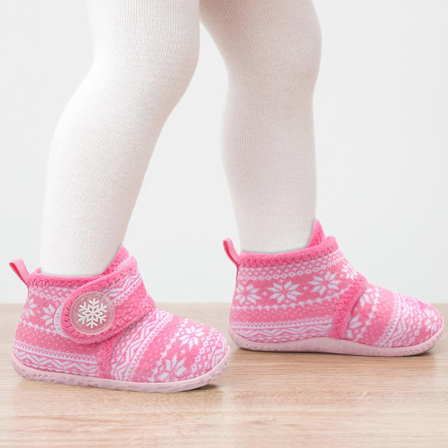 imageLeIsfIt Toddler Slippers Boys Girls House Slippers Kids Winter Boots Warm Lightweight House Shoes Nonslip Indoor Slipper ShoesApinkpattern
