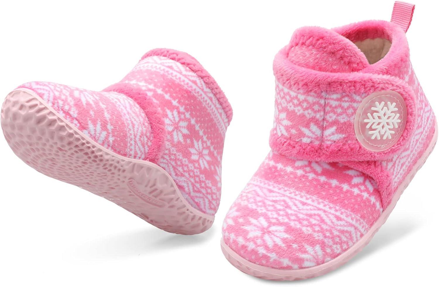 imageLeIsfIt Toddler Slippers Boys Girls House Slippers Kids Winter Boots Warm Lightweight House Shoes Nonslip Indoor Slipper ShoesApinkpattern
