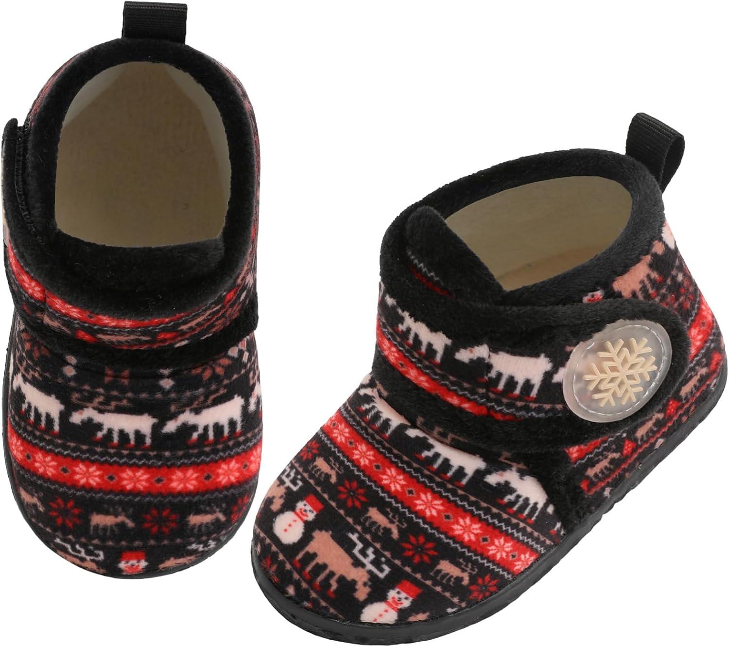 imageLeIsfIt Toddler Slippers Boys Girls House Slippers Kids Winter Boots Warm Lightweight House Shoes Nonslip Indoor Slipper ShoesBlackdeer