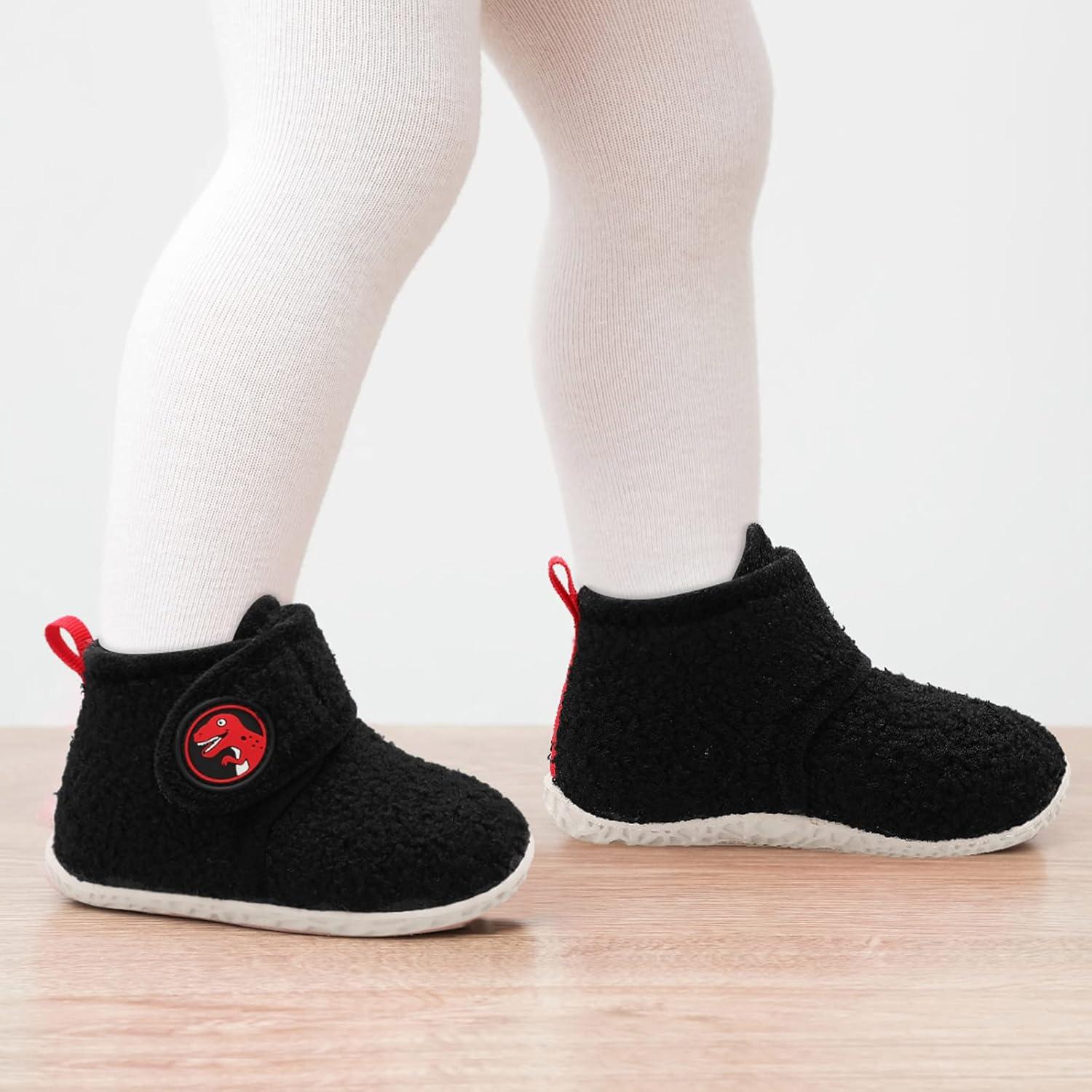 imageLeIsfIt Toddler Slippers Boys Girls House Slippers Kids Winter Boots Warm Lightweight House Shoes Nonslip Indoor Slipper ShoesCblackwhite