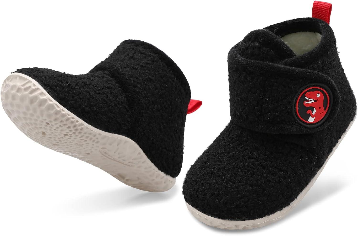 imageLeIsfIt Toddler Slippers Boys Girls House Slippers Kids Winter Boots Warm Lightweight House Shoes Nonslip Indoor Slipper ShoesCblackwhite