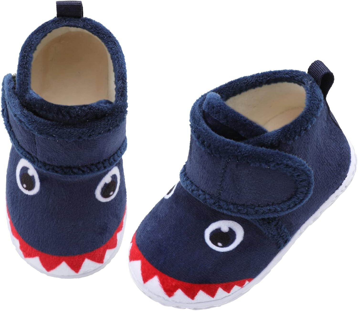 imageLeIsfIt Toddler Slippers Boys Girls House Slippers Kids Winter Boots Warm Lightweight House Shoes Nonslip Indoor Slipper ShoesCblueshark