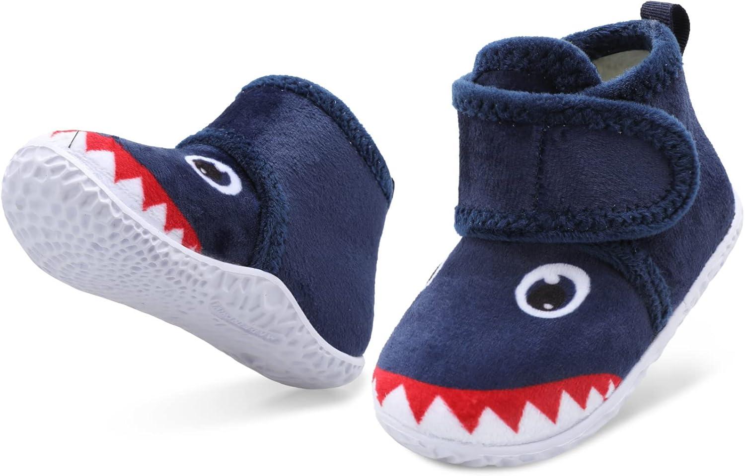 imageLeIsfIt Toddler Slippers Boys Girls House Slippers Kids Winter Boots Warm Lightweight House Shoes Nonslip Indoor Slipper ShoesCblueshark