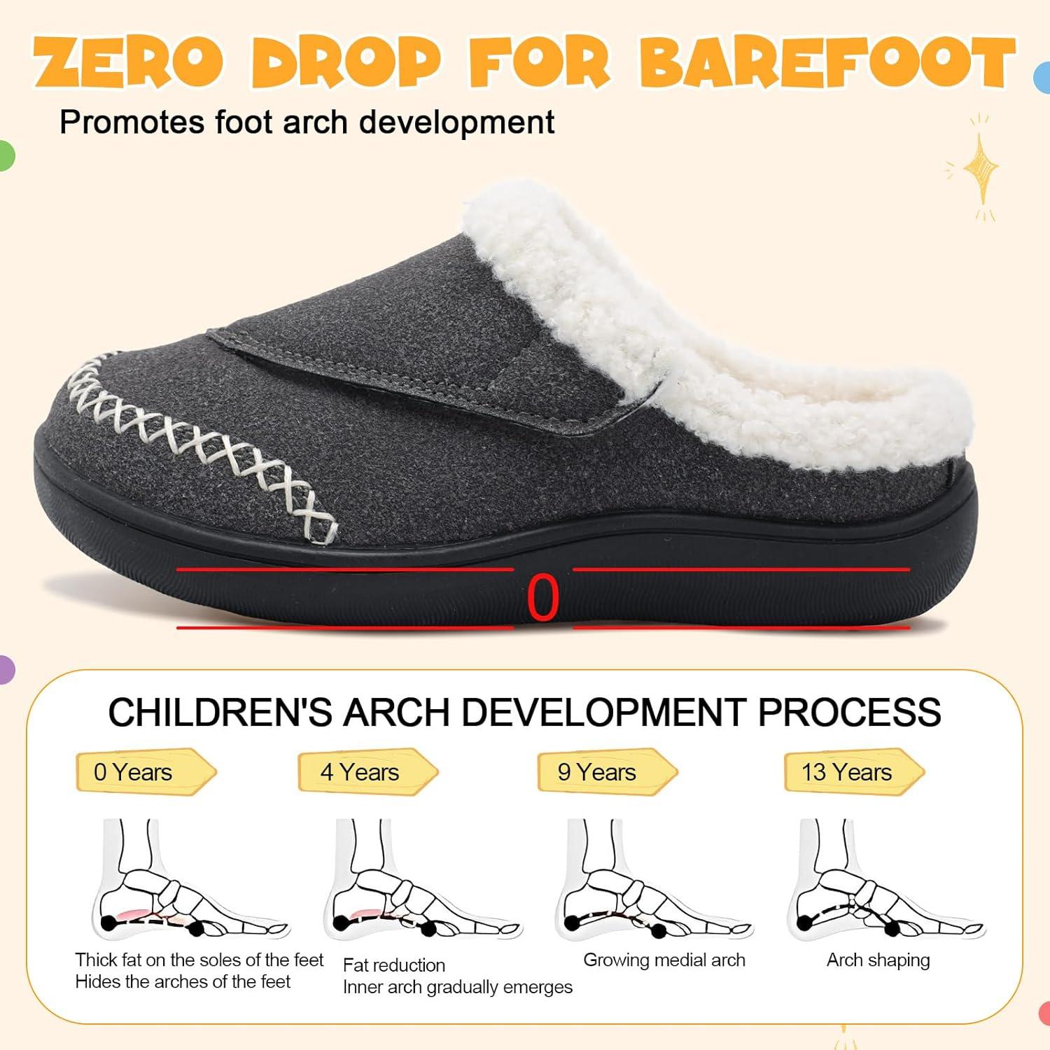 imageLeIsfIt Toddler Slippers Boys Girls Moccasin Slippers Kids Warm SlipOn House Shoes with NonSlip Sole for Indoor ampamp OutdoorDarkgrey