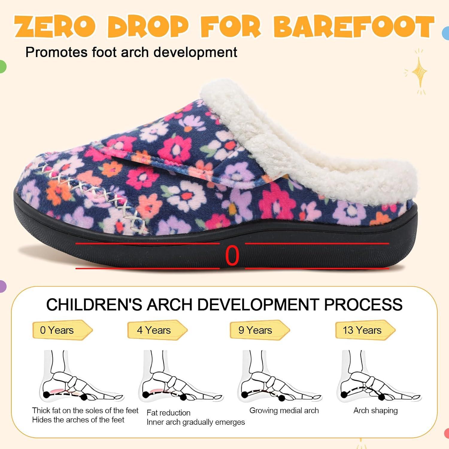 imageLeIsfIt Toddler Slippers Boys Girls Moccasin Slippers Kids Warm SlipOn House Shoes with NonSlip Sole for Indoor ampamp OutdoorFlower