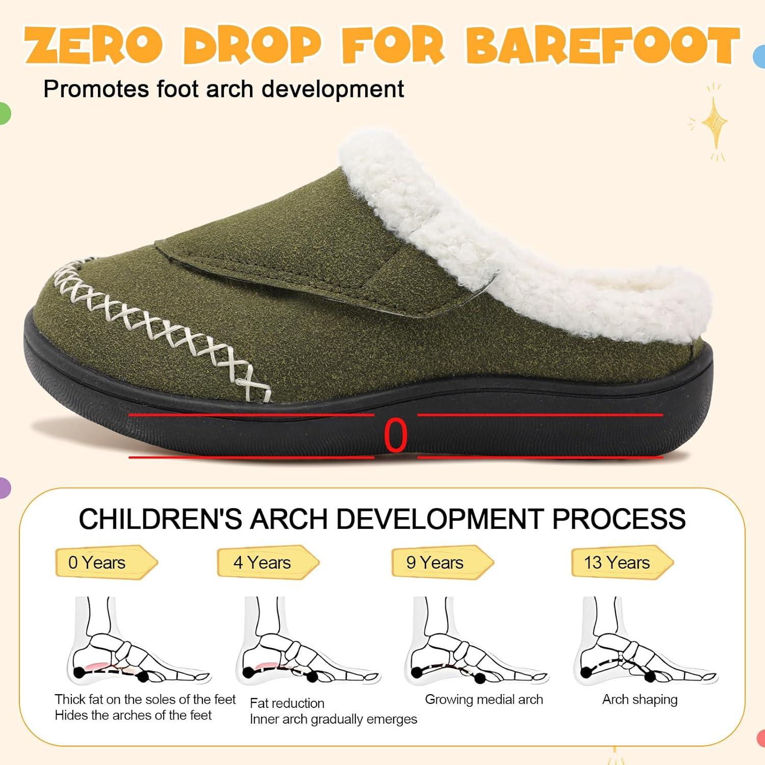 imageLeIsfIt Toddler Slippers Boys Girls Moccasin Slippers Kids Warm SlipOn House Shoes with NonSlip Sole for Indoor ampamp OutdoorGreen