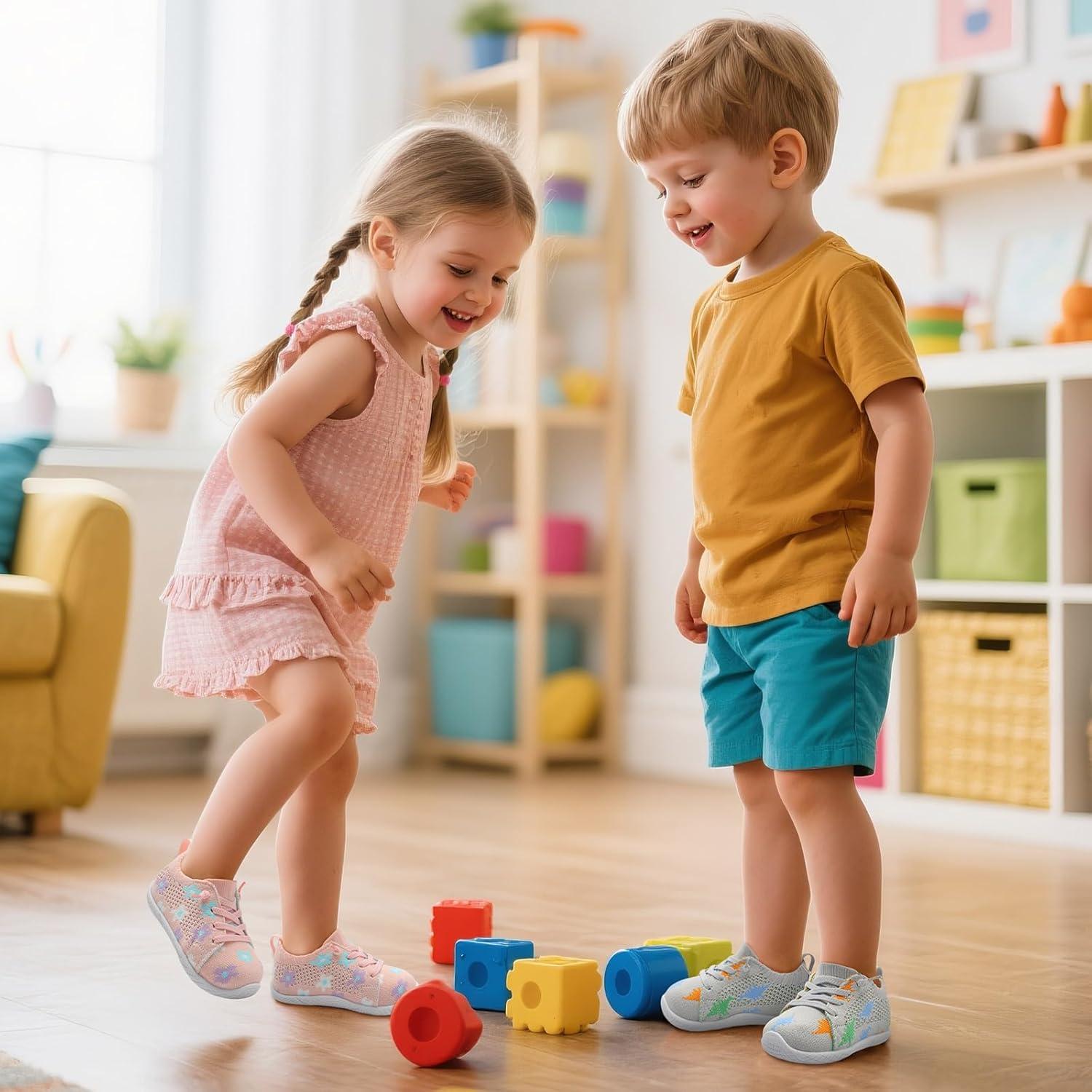 imageLeIsfIt Toddler Walking Shoes Boys Girls SlipOn Barefoot Shoes Kids Breathable Sneakers NonSlip Lightweight Tennis ShoeKhaki Pattern