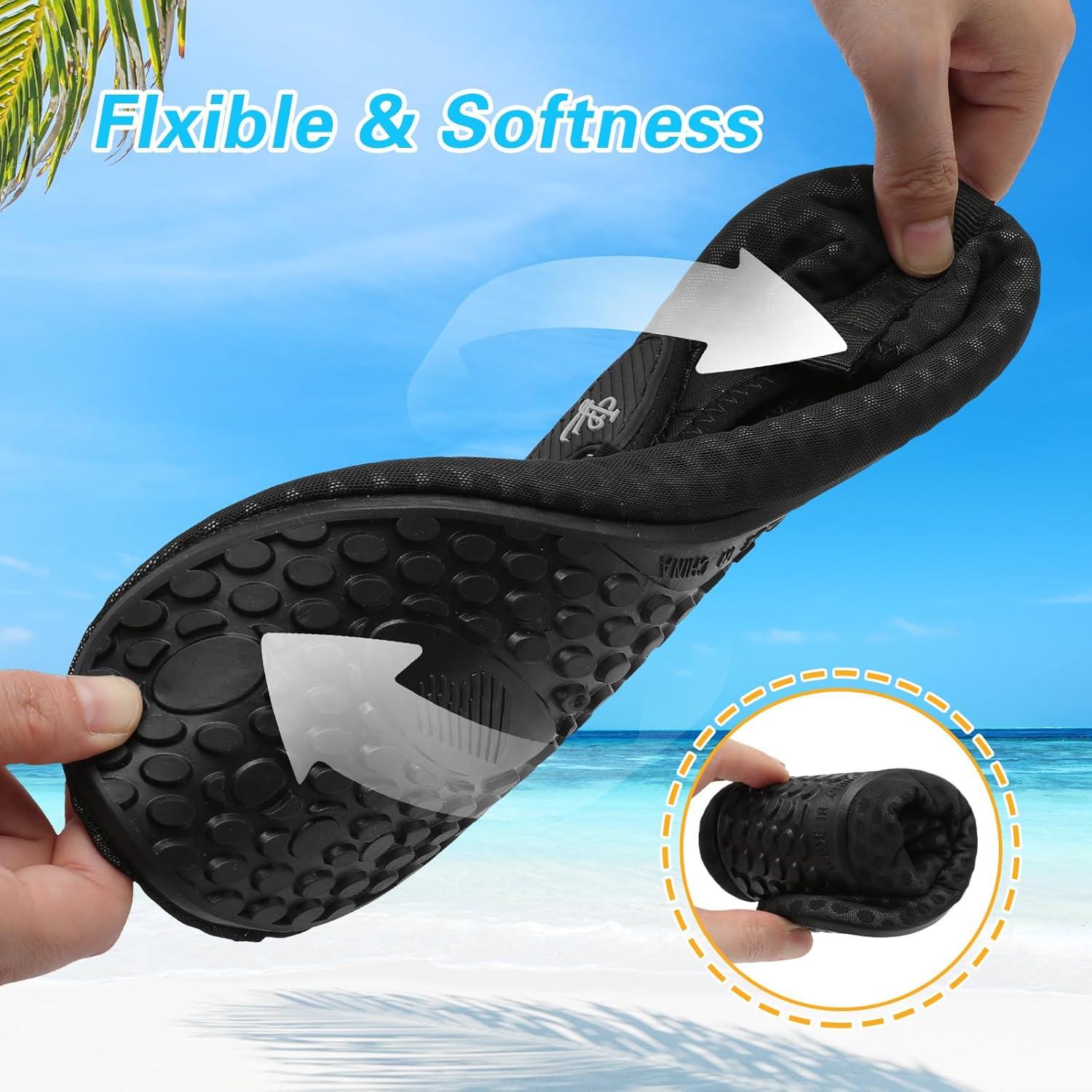 imageLeIsfIt Water Shoes for Women Men Wide Swim Beach Barefoot Shoes Quick Dry Aqua Socks for Pool Diving Boating River Yoga Lake SurfBlack