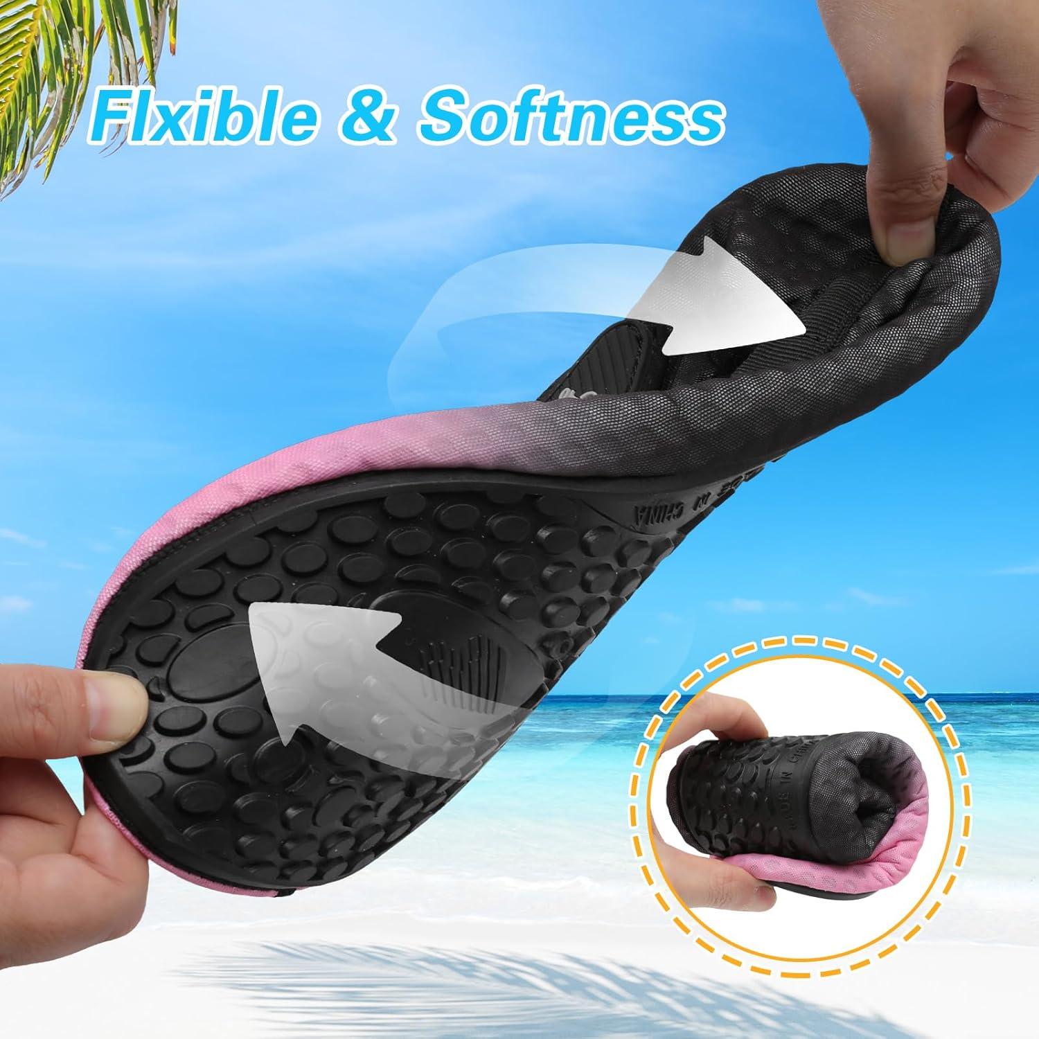 imageLeIsfIt Water Shoes for Women Men Wide Swim Beach Barefoot Shoes Quick Dry Aqua Socks for Pool Diving Boating River Yoga Lake SurfBlack Pink