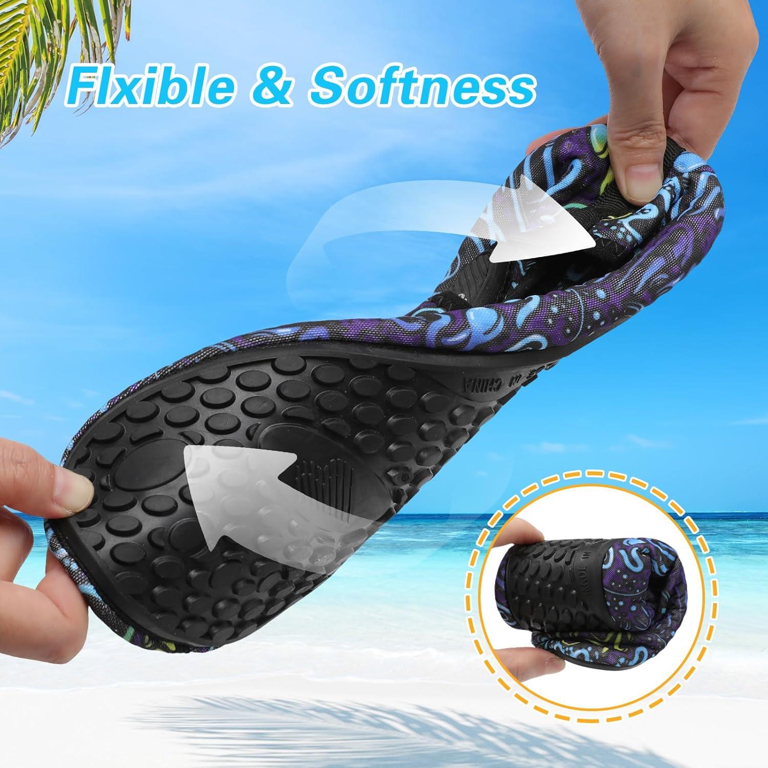 imageLeIsfIt Water Shoes for Women Men Wide Swim Beach Barefoot Shoes Quick Dry Aqua Socks for Pool Diving Boating River Yoga Lake SurfBlue Wave
