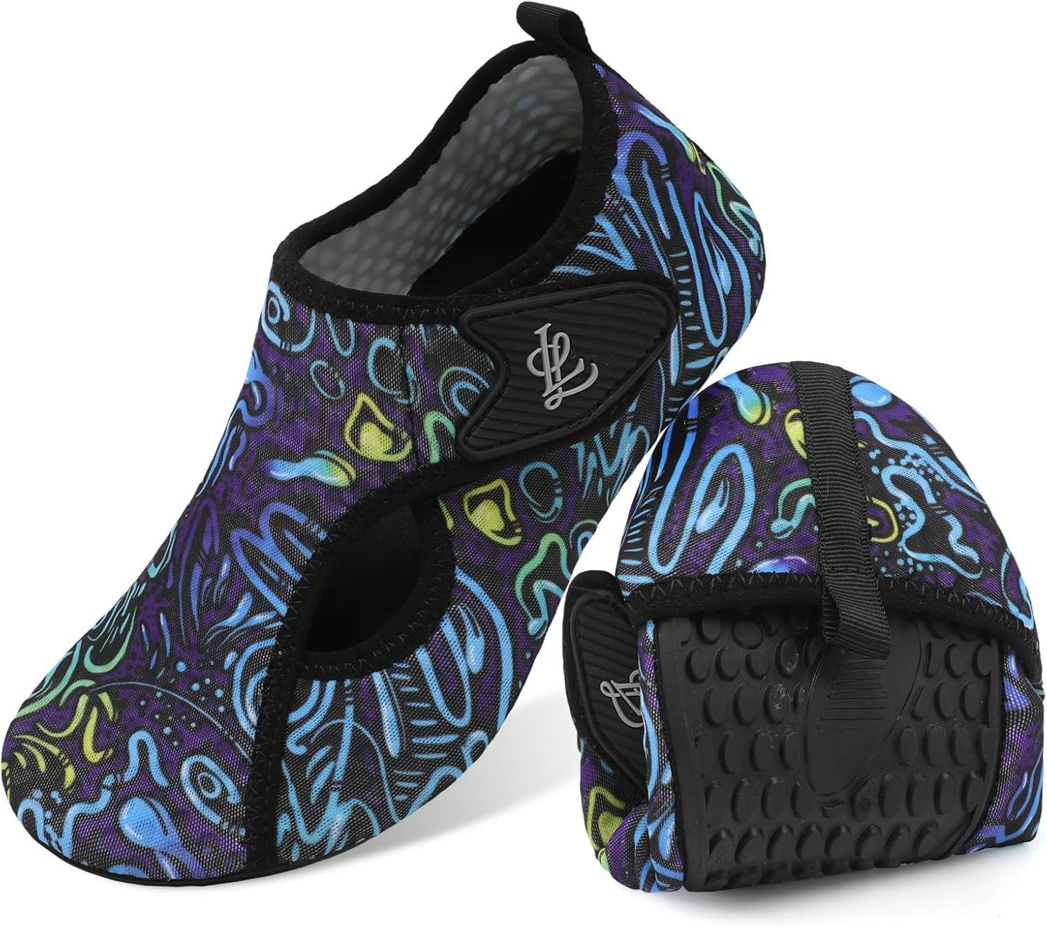 imageLeIsfIt Water Shoes for Women Men Wide Swim Beach Barefoot Shoes Quick Dry Aqua Socks for Pool Diving Boating River Yoga Lake SurfBlue Wave