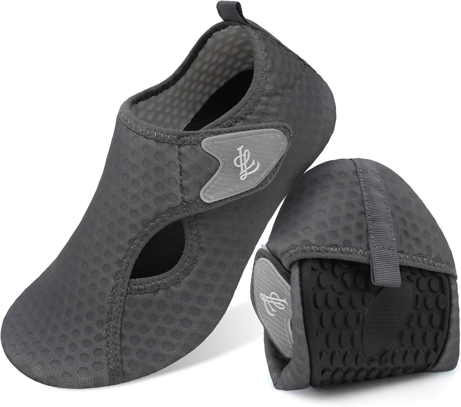 imageLeIsfIt Water Shoes for Women Men Wide Swim Beach Barefoot Shoes Quick Dry Aqua Socks for Pool Diving Boating River Yoga Lake SurfDark Grey