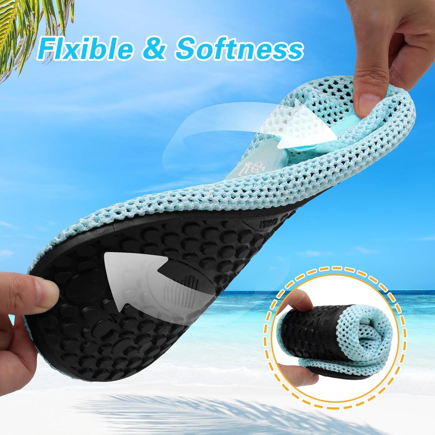imageLeIsfIt Water Shoes for Women Men Wide Swim Beach Barefoot Shoes Quick Dry Aqua Socks for Pool Diving Boating River Yoga Lake SurfGreenKnit