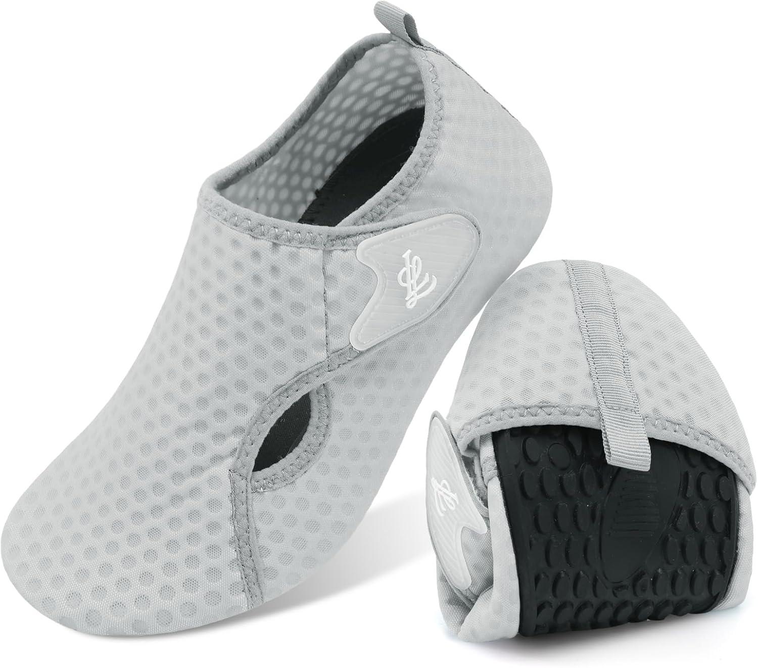 imageLeIsfIt Water Shoes for Women Men Wide Swim Beach Barefoot Shoes Quick Dry Aqua Socks for Pool Diving Boating River Yoga Lake SurfGrey