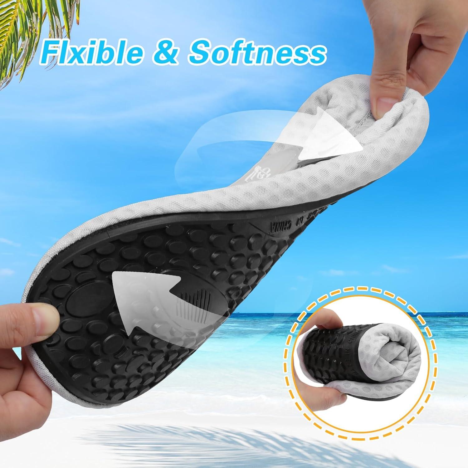 imageLeIsfIt Water Shoes for Women Men Wide Swim Beach Barefoot Shoes Quick Dry Aqua Socks for Pool Diving Boating River Yoga Lake SurfGrey