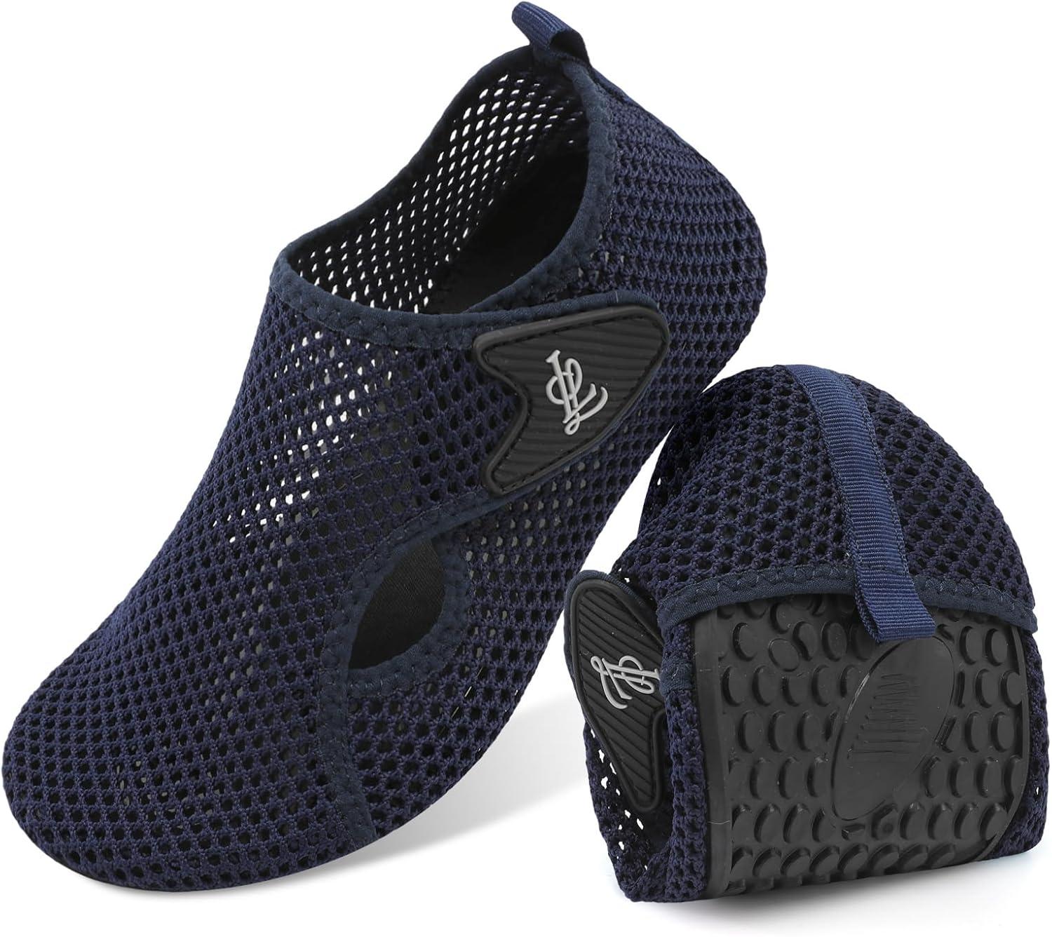 imageLeIsfIt Water Shoes for Women Men Wide Swim Beach Barefoot Shoes Quick Dry Aqua Socks for Pool Diving Boating River Yoga Lake SurfNavyKnit