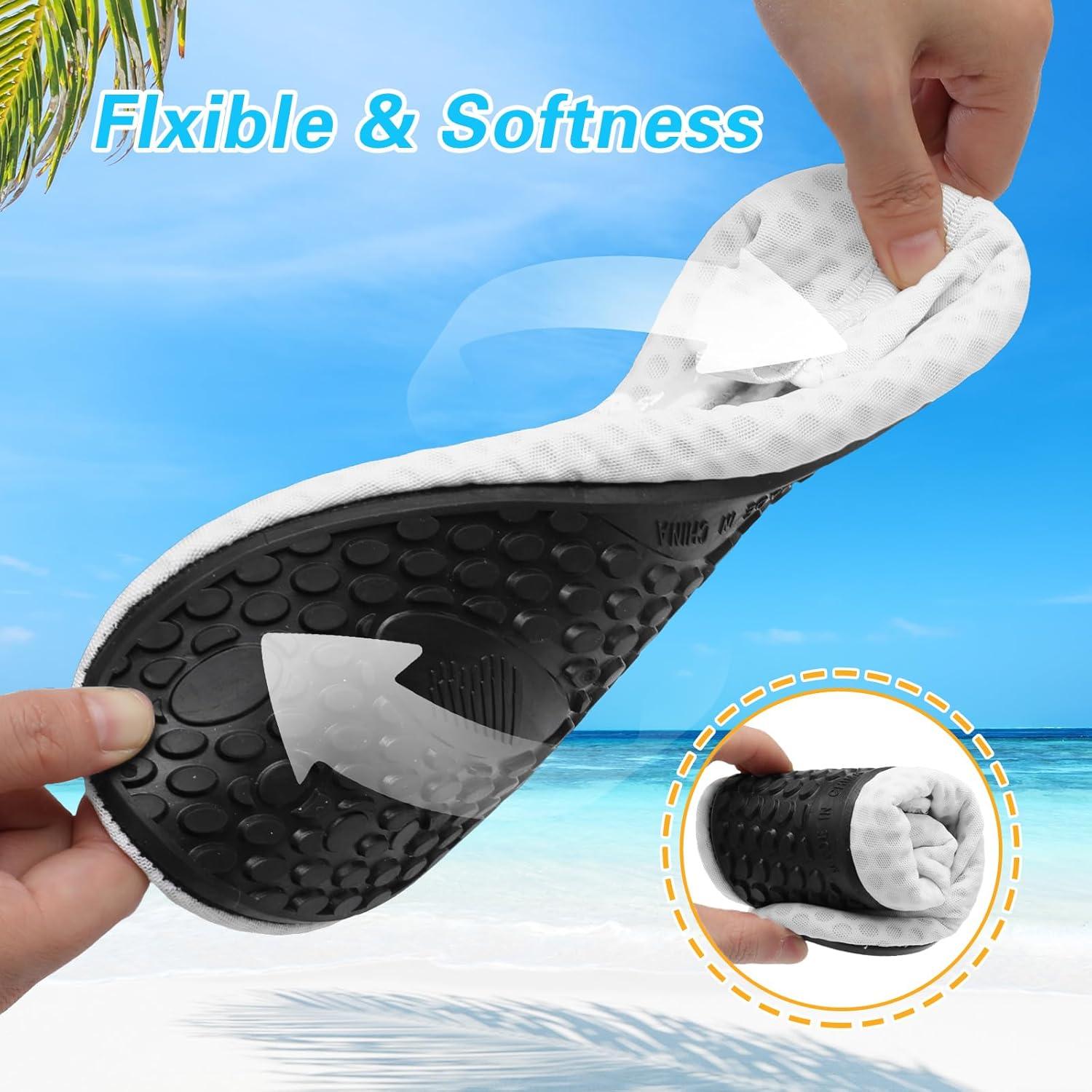 imageLeIsfIt Water Shoes for Women Men Wide Swim Beach Barefoot Shoes Quick Dry Aqua Socks for Pool Diving Boating River Yoga Lake SurfWhite