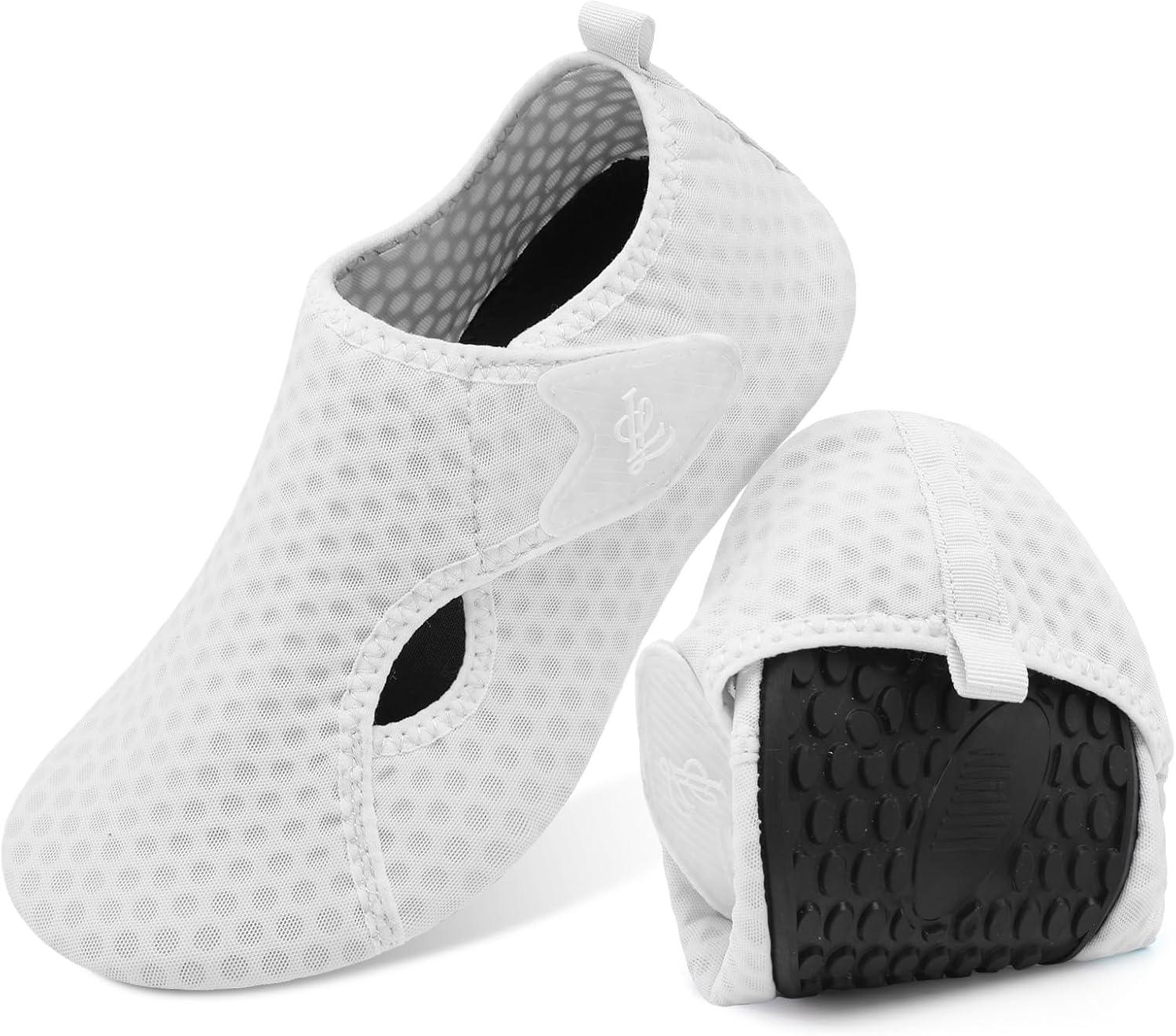 imageLeIsfIt Water Shoes for Women Men Wide Swim Beach Barefoot Shoes Quick Dry Aqua Socks for Pool Diving Boating River Yoga Lake SurfWhite