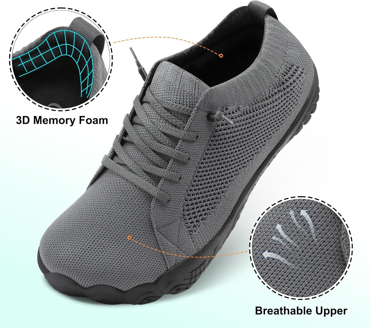 imageLeIsfIt Womens Barefoot Shoes SlipOn Sneakers Wide Toe Box Minimalist Shoes for Walking Hiking Trail RunningDarkgrey