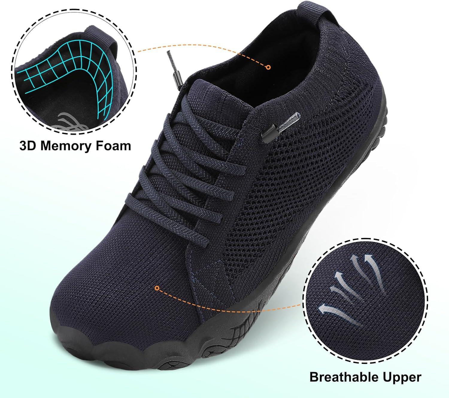 imageLeIsfIt Womens Barefoot Shoes SlipOn Sneakers Wide Toe Box Minimalist Shoes for Walking Hiking Trail RunningNavy