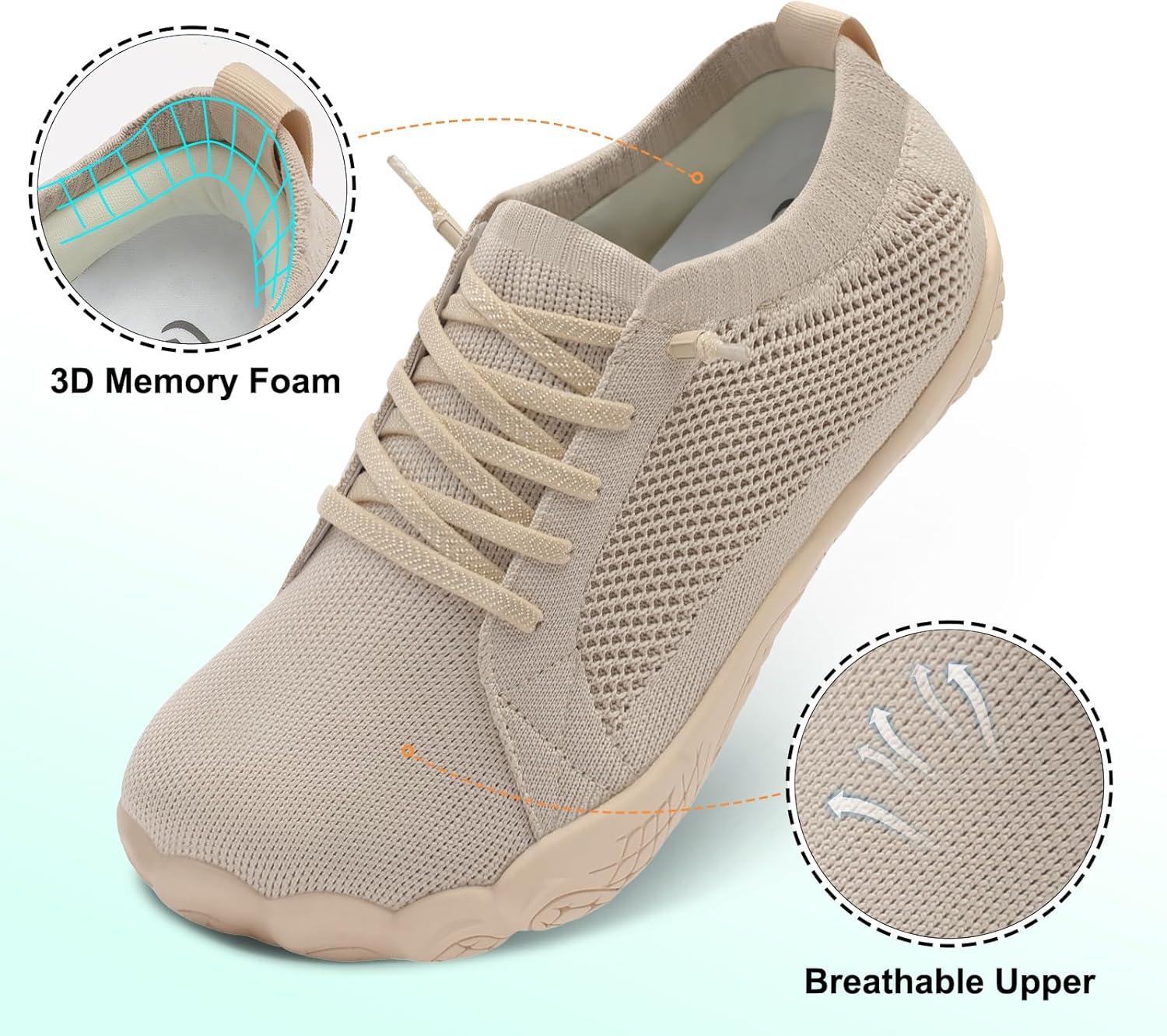 imageLeIsfIt Womens Barefoot Shoes SlipOn Sneakers Wide Toe Box Minimalist Shoes for Walking Hiking Trail RunningTaupe