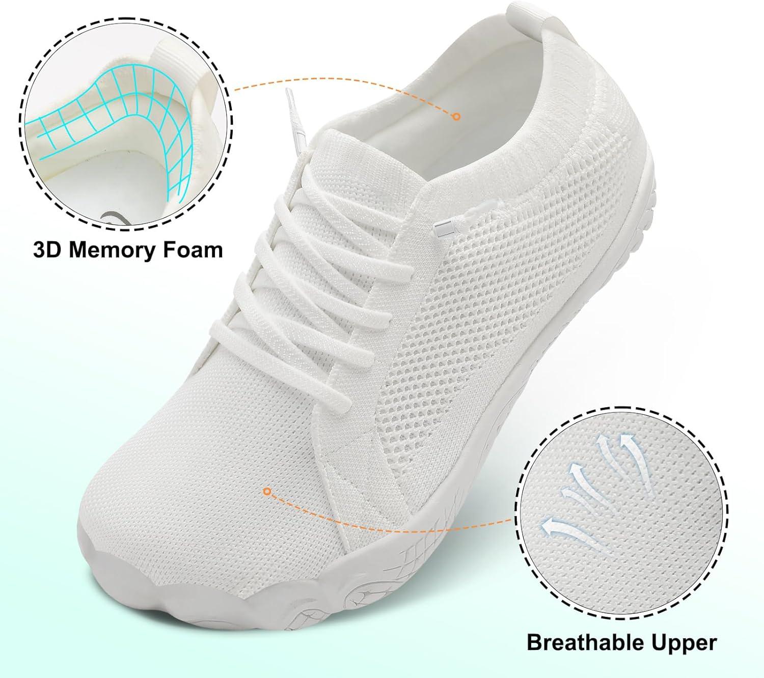 imageLeIsfIt Womens Barefoot Shoes SlipOn Sneakers Wide Toe Box Minimalist Shoes for Walking Hiking Trail RunningWhite