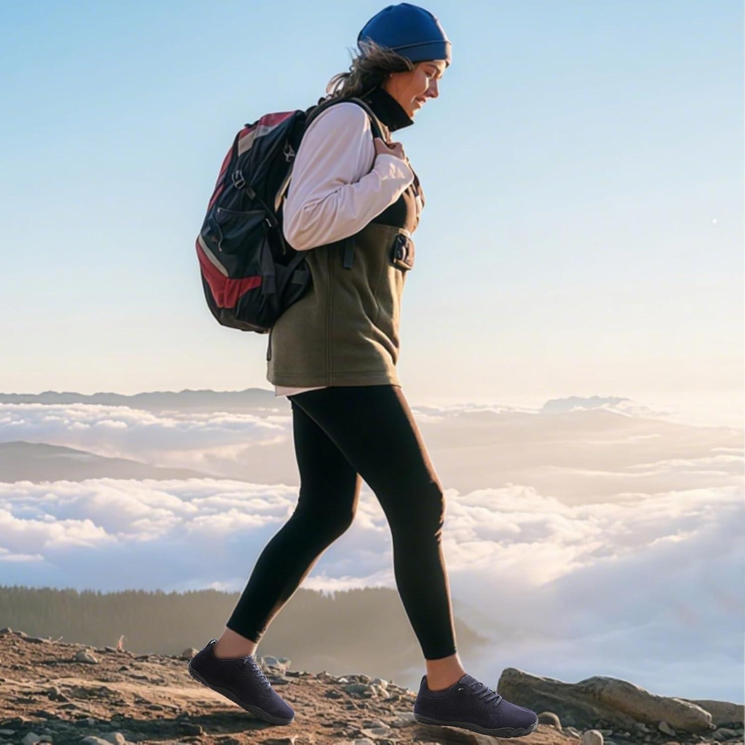 imageLeIsfIt Womens Barefoot Shoes SlipOn Sneakers Wide Toe Box Minimalist Shoes for Walking Hiking Trail RunningWhite