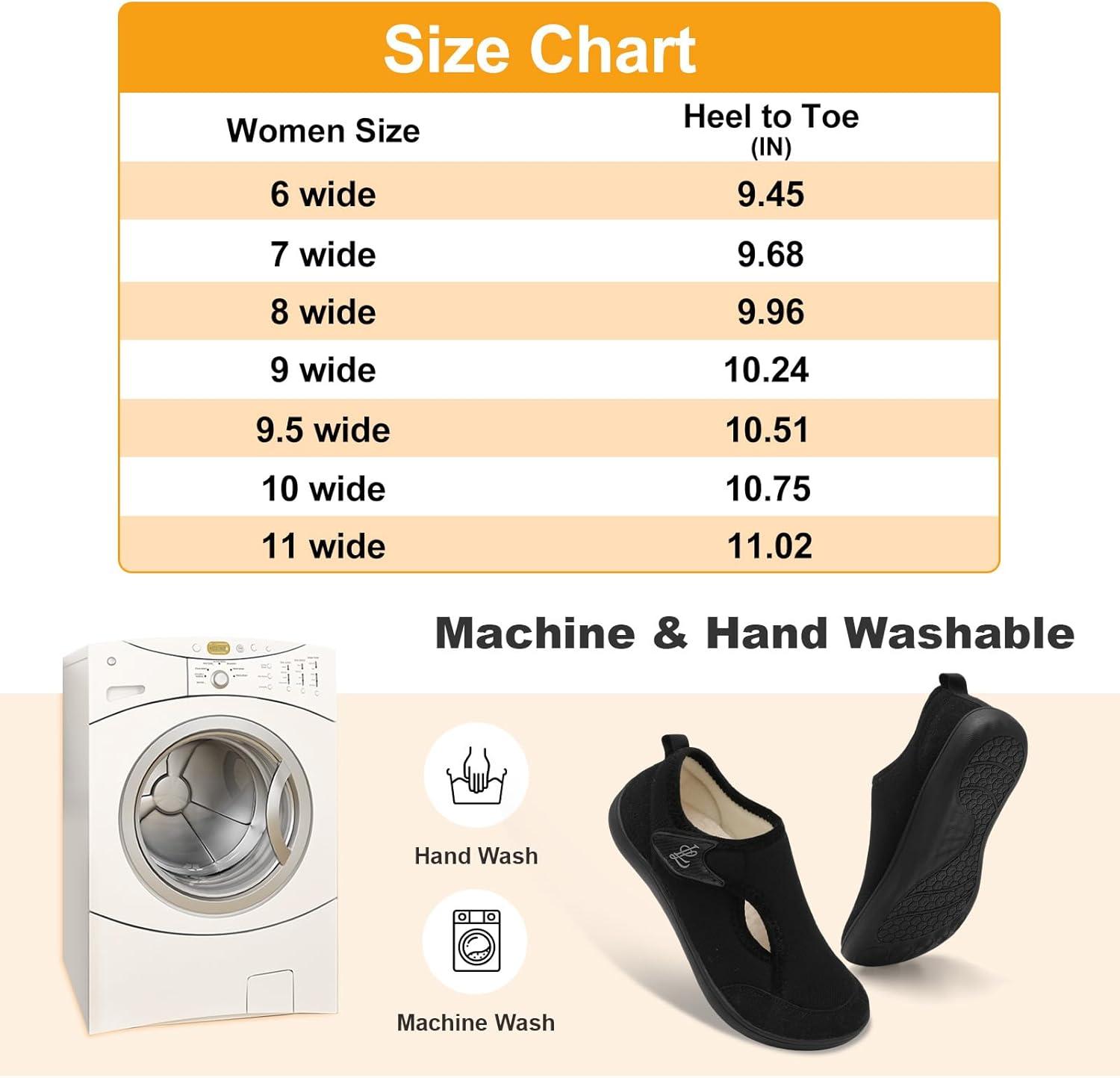 imageLeIsfIt Womens Slippers Wide Diabetic Shoes Adjustable Arthritis Edema House Shoes Indoor Outdoor SlippersNavyflower