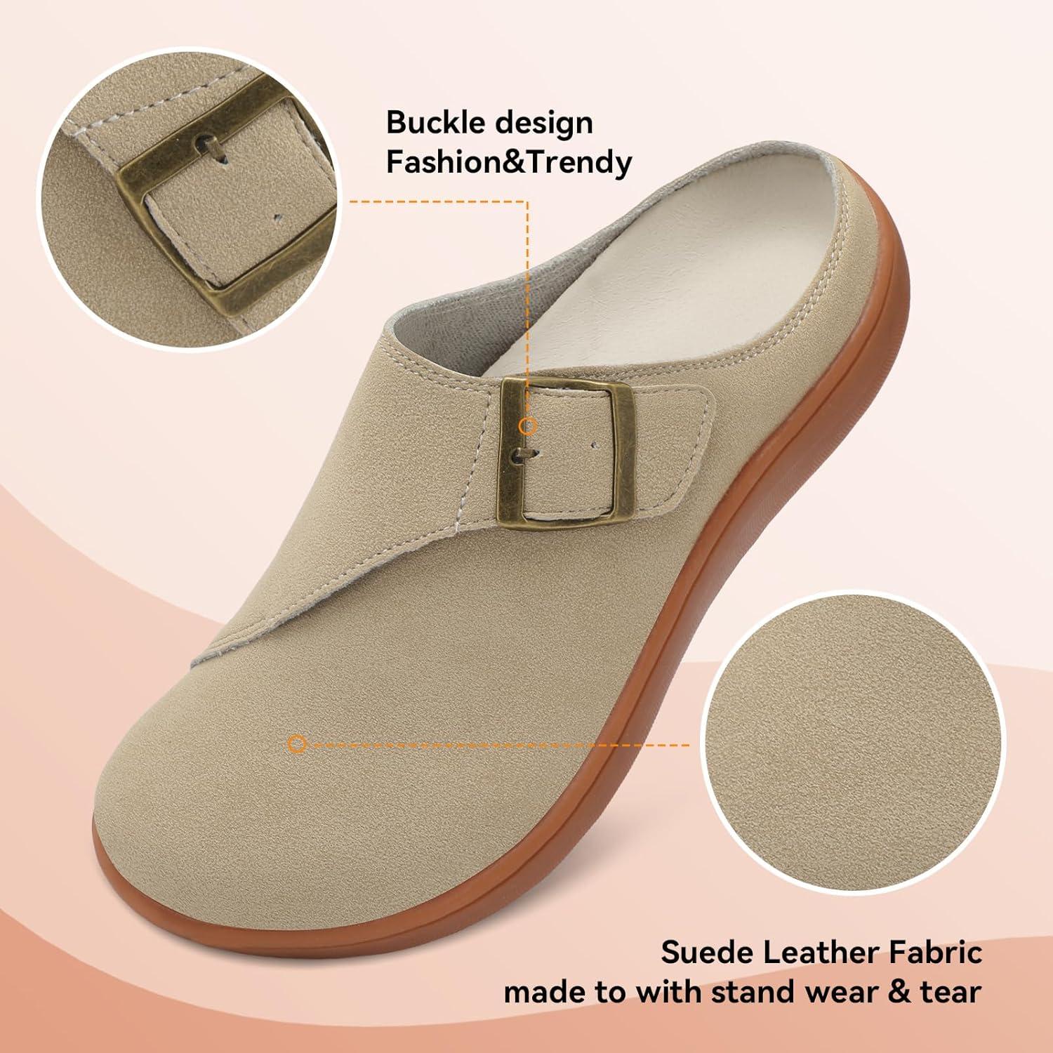 imageLeIsfIt Womens Wide Clogs Adjustable Diabetic Mules Slip on Clog Slippers for Swollen Edema Feet Wide Width Mules Potato ShoesTaupe