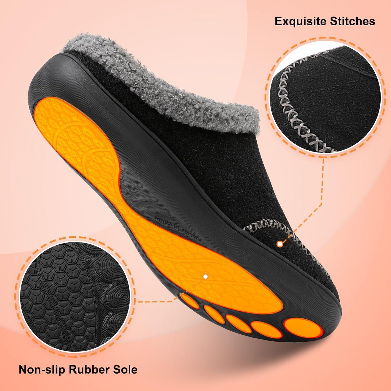 imageLeIsfIt Womens Wide Slippers Adjustable Diabetic Slippers Warm Cozy Slip on House Slipper Nonslip Memory Foam Winter House Shoes Indoor OutdoorBlack
