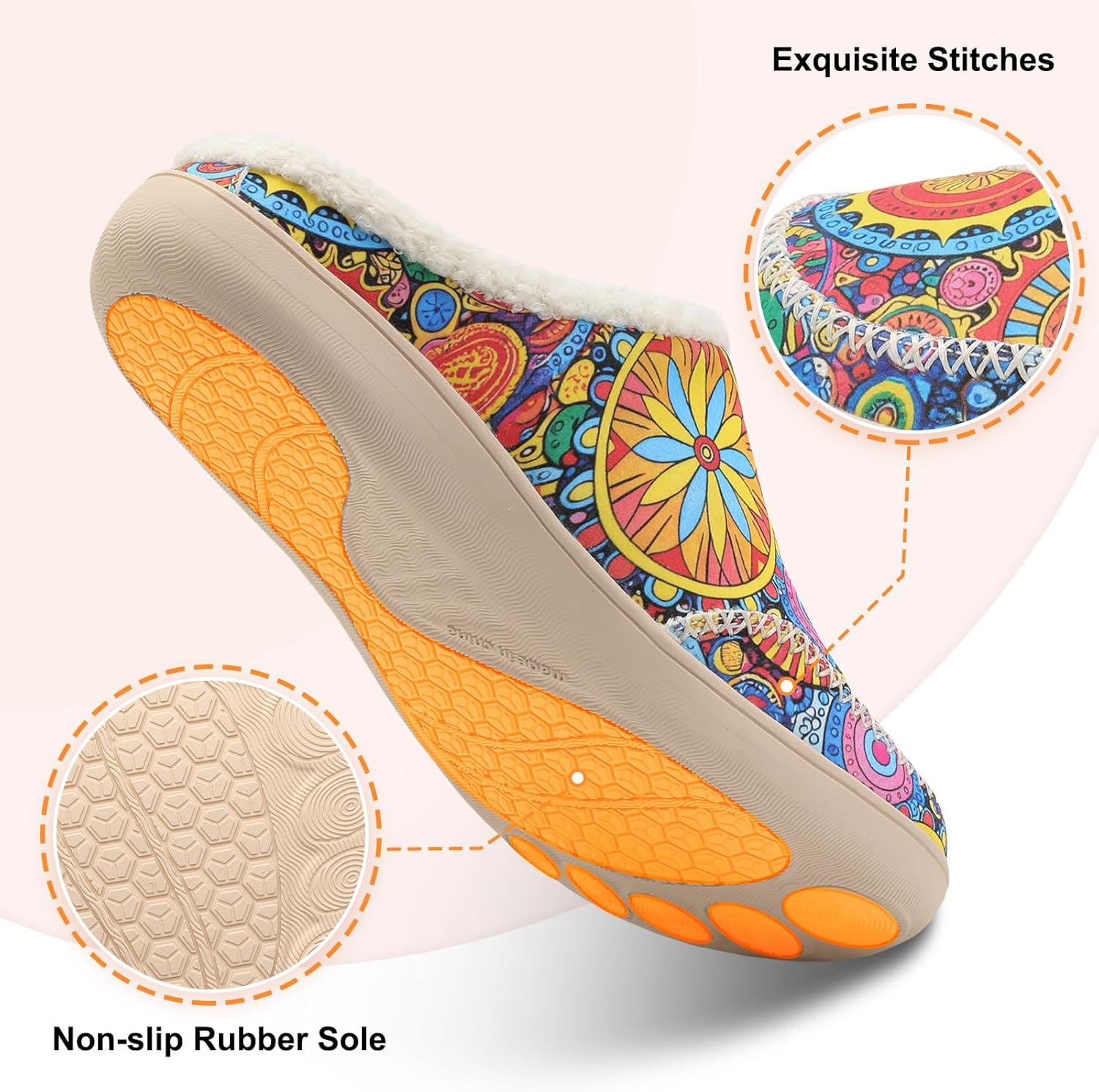 imageLeIsfIt Womens Wide Slippers Adjustable Diabetic Slippers Warm Cozy Slip on House Slipper Nonslip Memory Foam Winter House Shoes Indoor OutdoorColorful