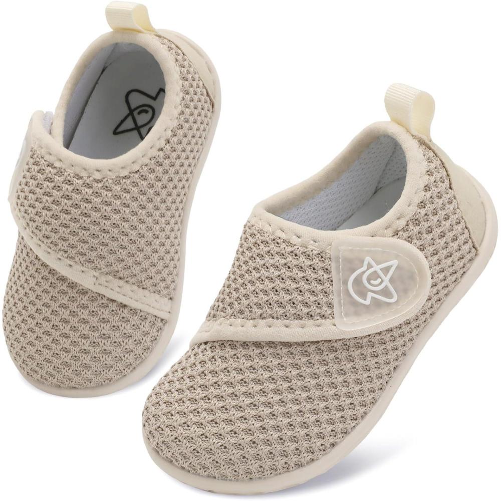 imageLeIsfIt Baby Shoes Boys Girls First Walking Shoes NonSlip Infant Sneakers Lightweight Slipon Crib Sneakers for First WalkersBeige